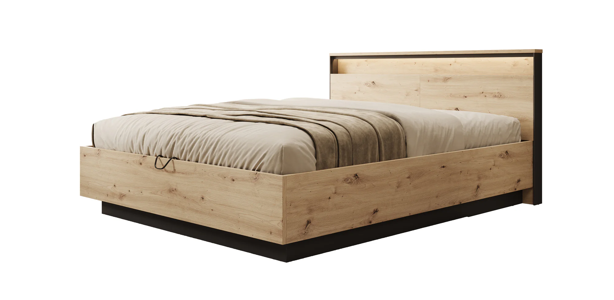 Quarry - Tweepersoonsbed met opbergruimte - Eiken - 160x200 cm - Image 5