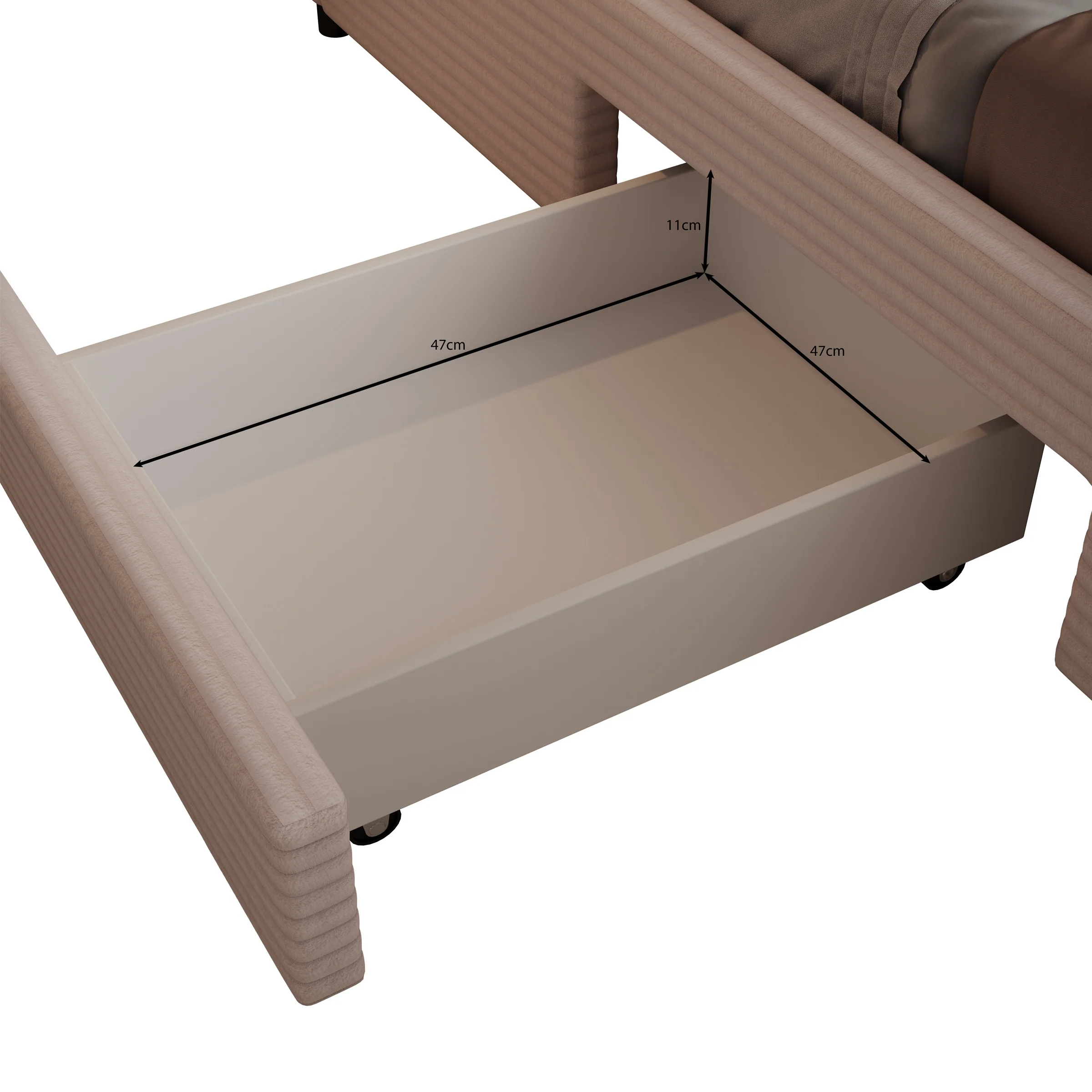 Suente - Tweepersoonsbed met 4 lades - Ribstof beige - 160x200 cm - Image 6