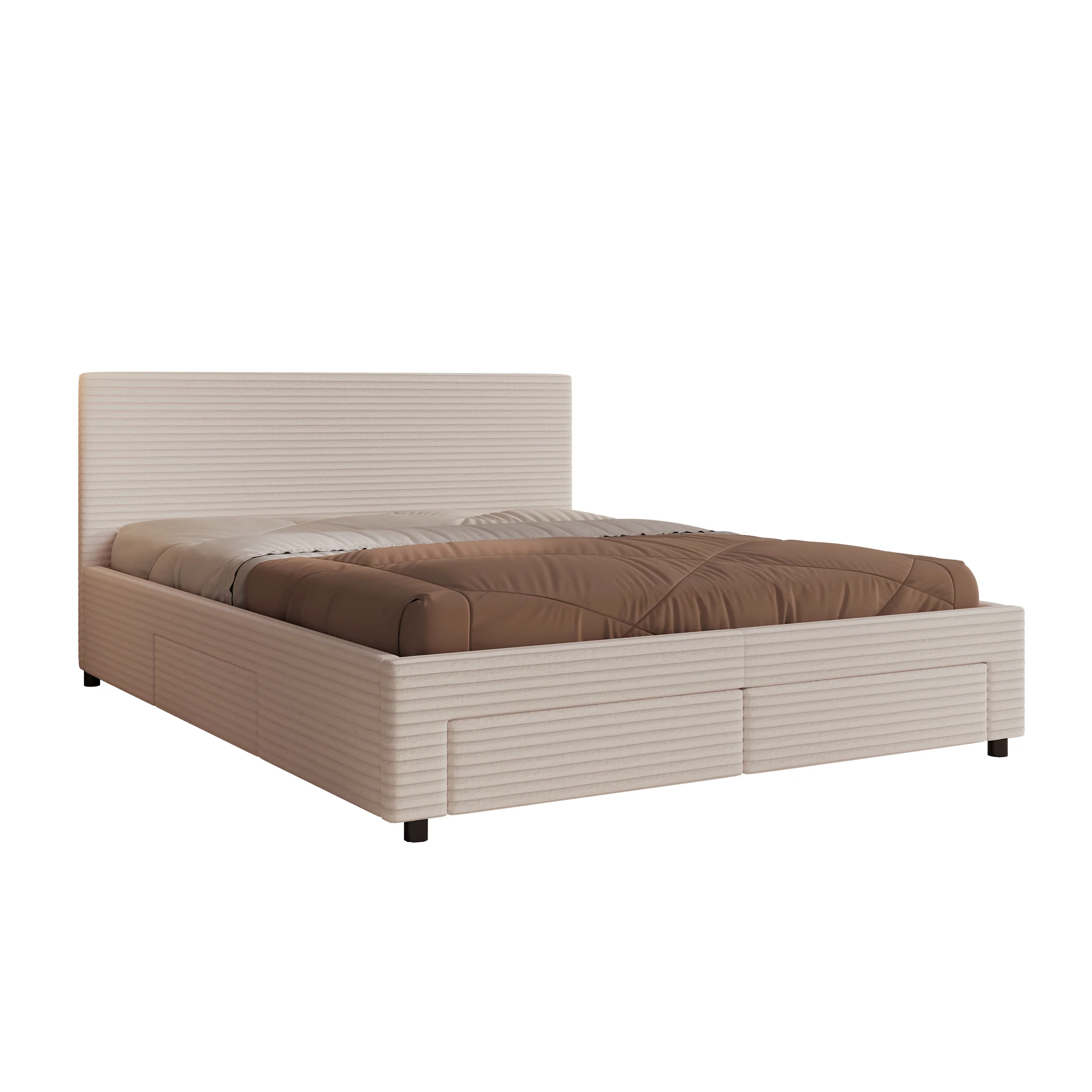 Suente - Tweepersoonsbed met 4 lades - Ribstof beige - 160x200 cm - Image 7