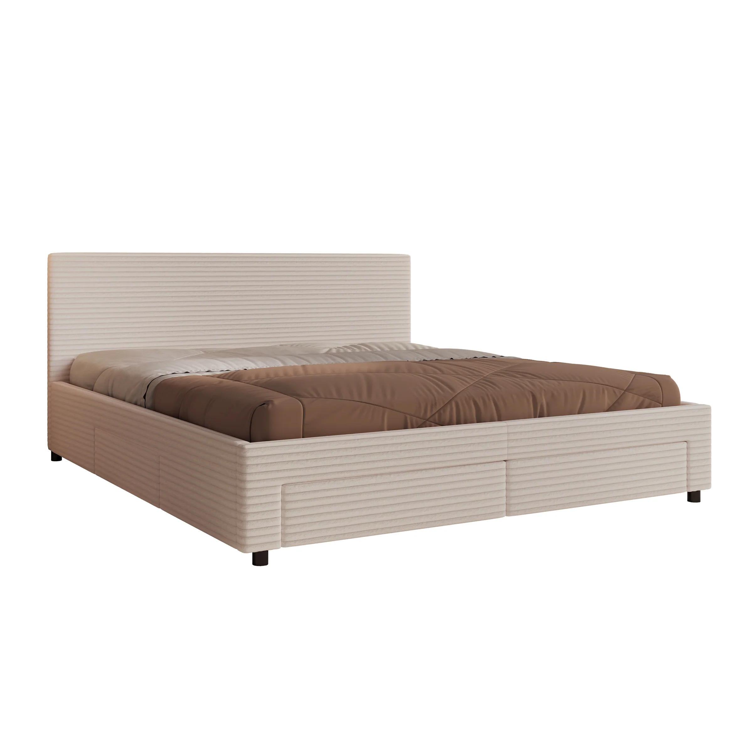 Suente - Tweepersoonsbed met 4 lades - Ribstof beige - 180x200 cm - Image 6