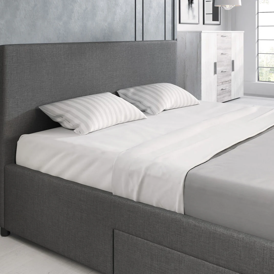 Suente - Tweepersoonsbed met 4 lades - Stof grijs - 160x200 cm - Image 5