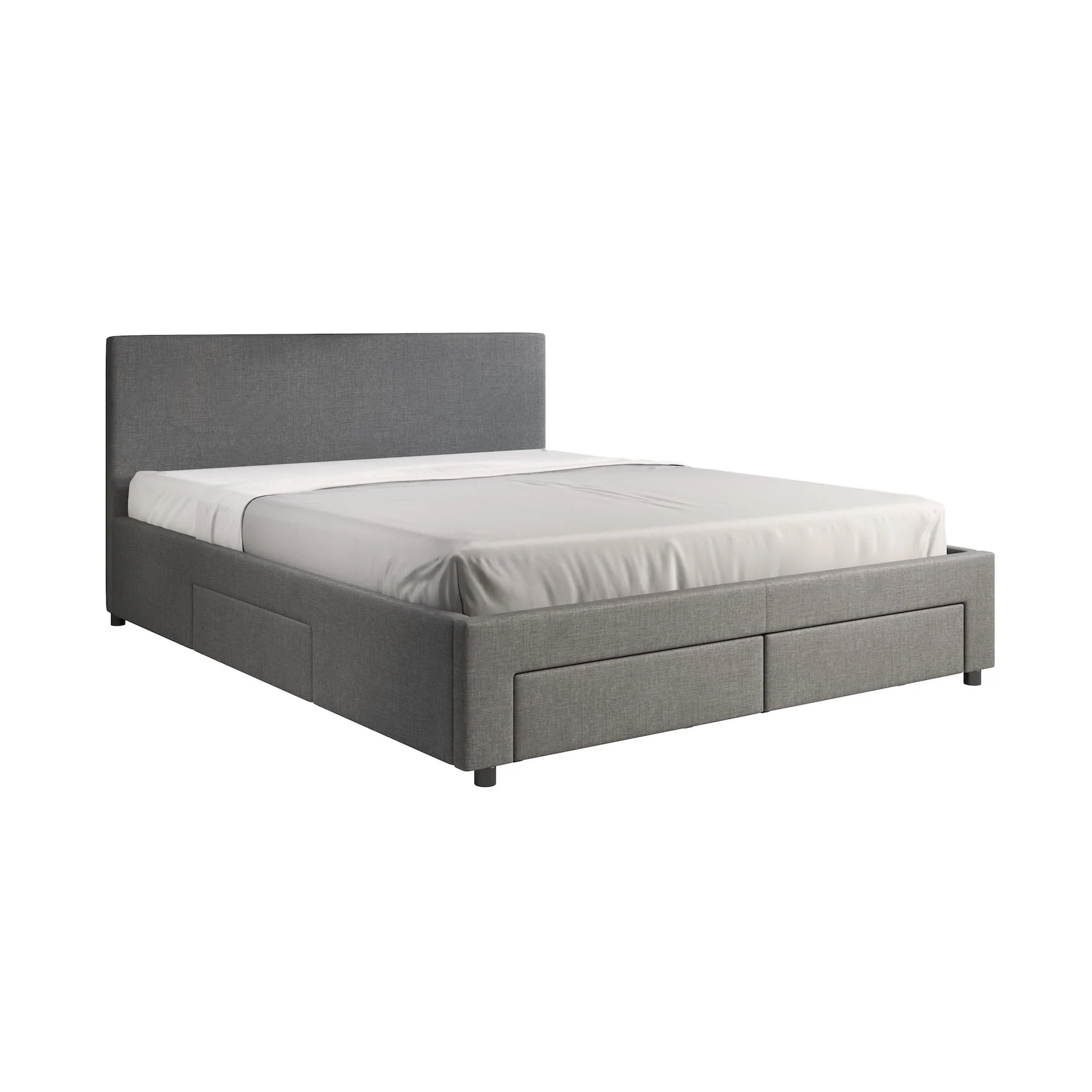 Suente - Tweepersoonsbed met 4 lades - Stof grijs - 160x200 cm - Image 8