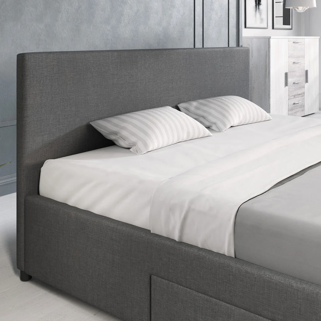 Suente - Tweepersoonsbed met 4 lades - Stof grijs - 180x200 cm - Image 5