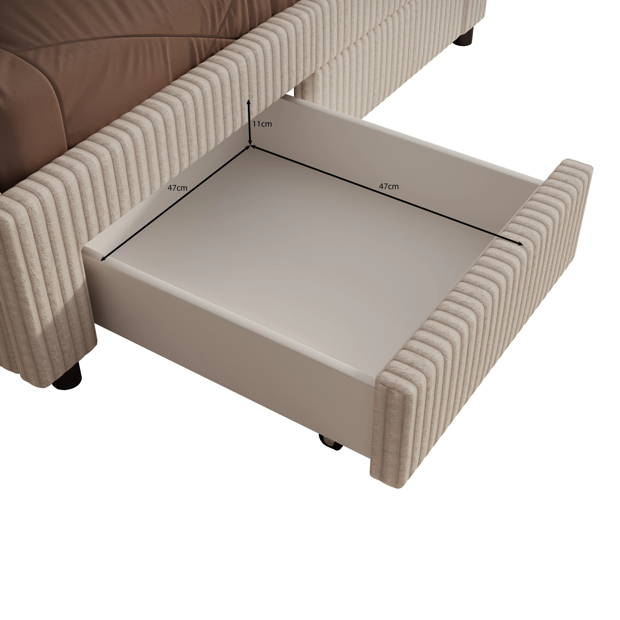Suente - Tweepersoonsbed met 4 lades - Teddystof Wit - 140x200 cm - Image 6