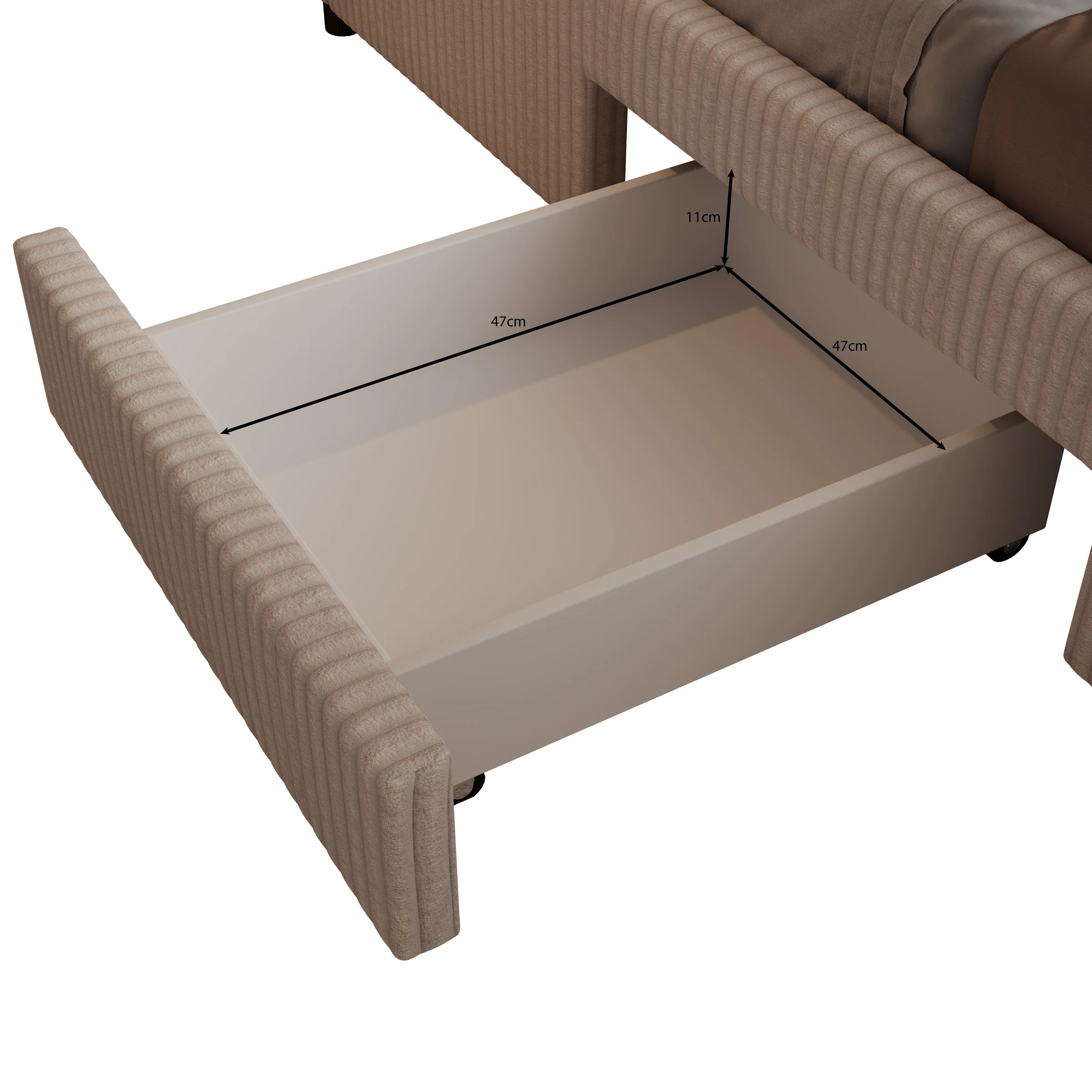 Suente - Tweepersoonsbed met 4 lades - Teddystof Wit - 160x200 cm - Image 5