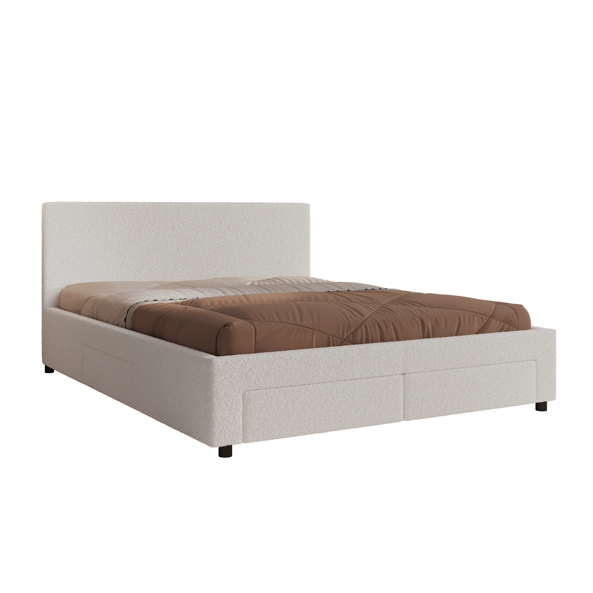 Suente - Tweepersoonsbed met 4 lades - Teddystof Wit - 160x200 cm - Image 7