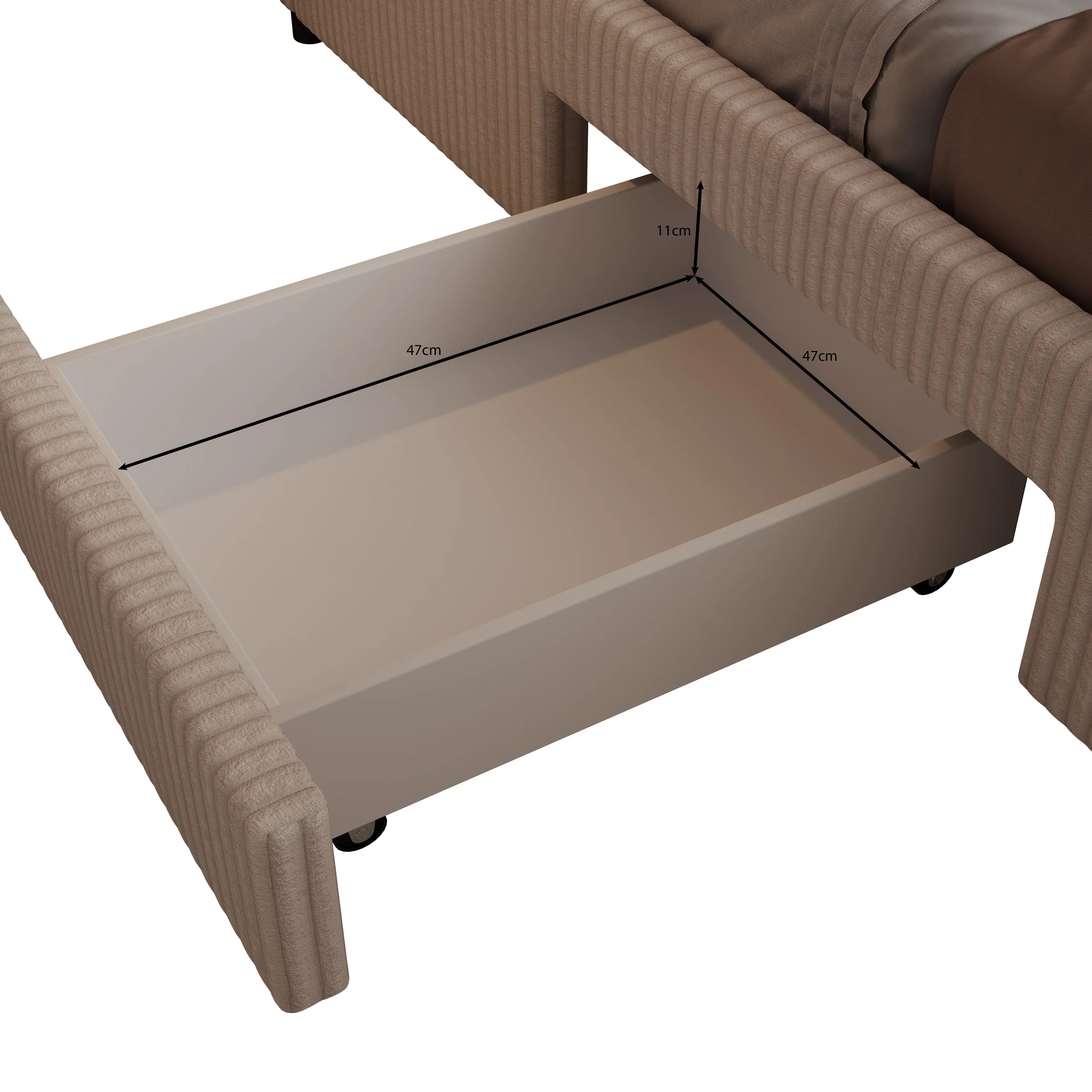 Suente - Tweepersoonsbed met 4 lades - Teddystof Wit - 180x200 cm - Image 5