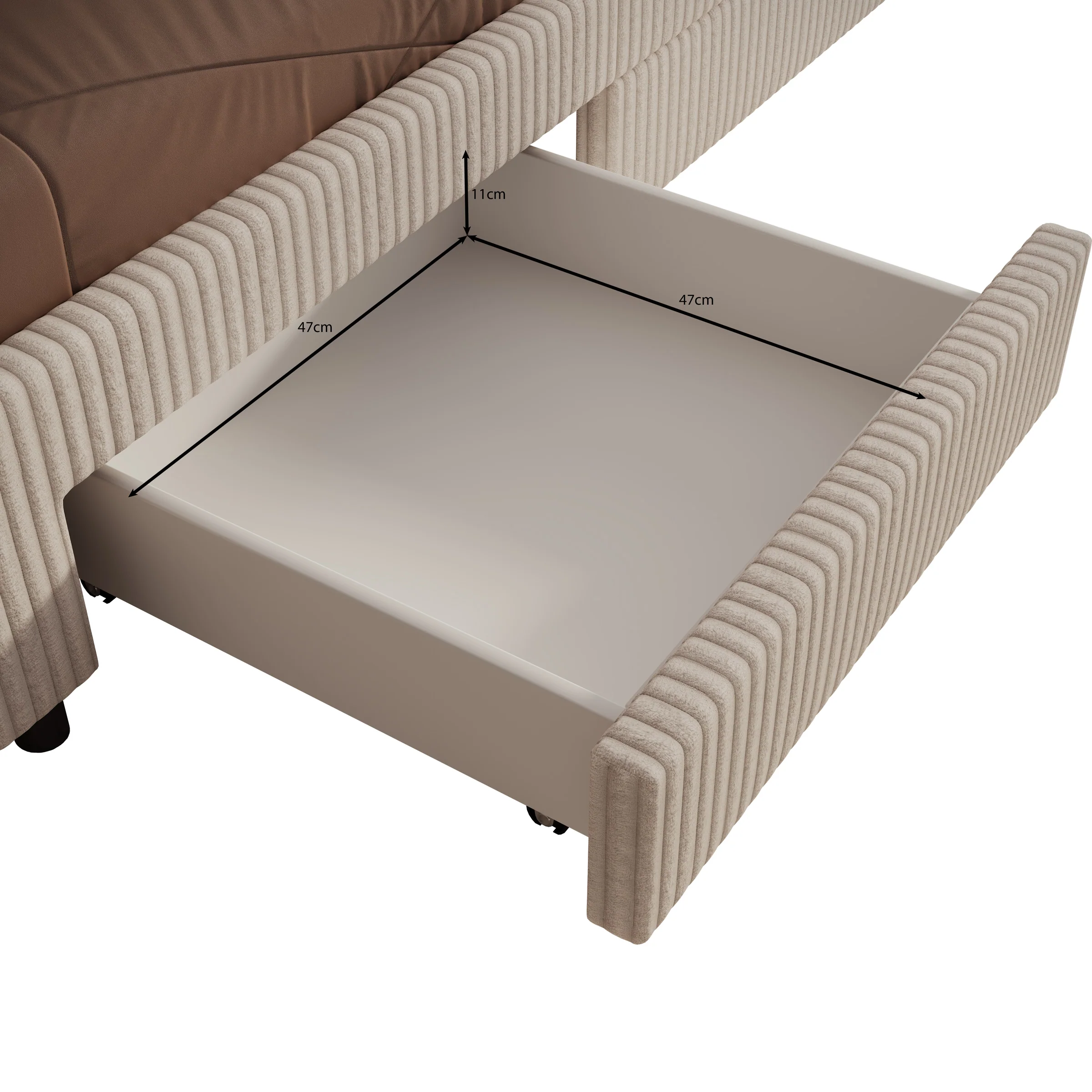 Suente - Tweepersoonsbed met 4 lades - Teddystof Wit - 180x200 cm - Image 6