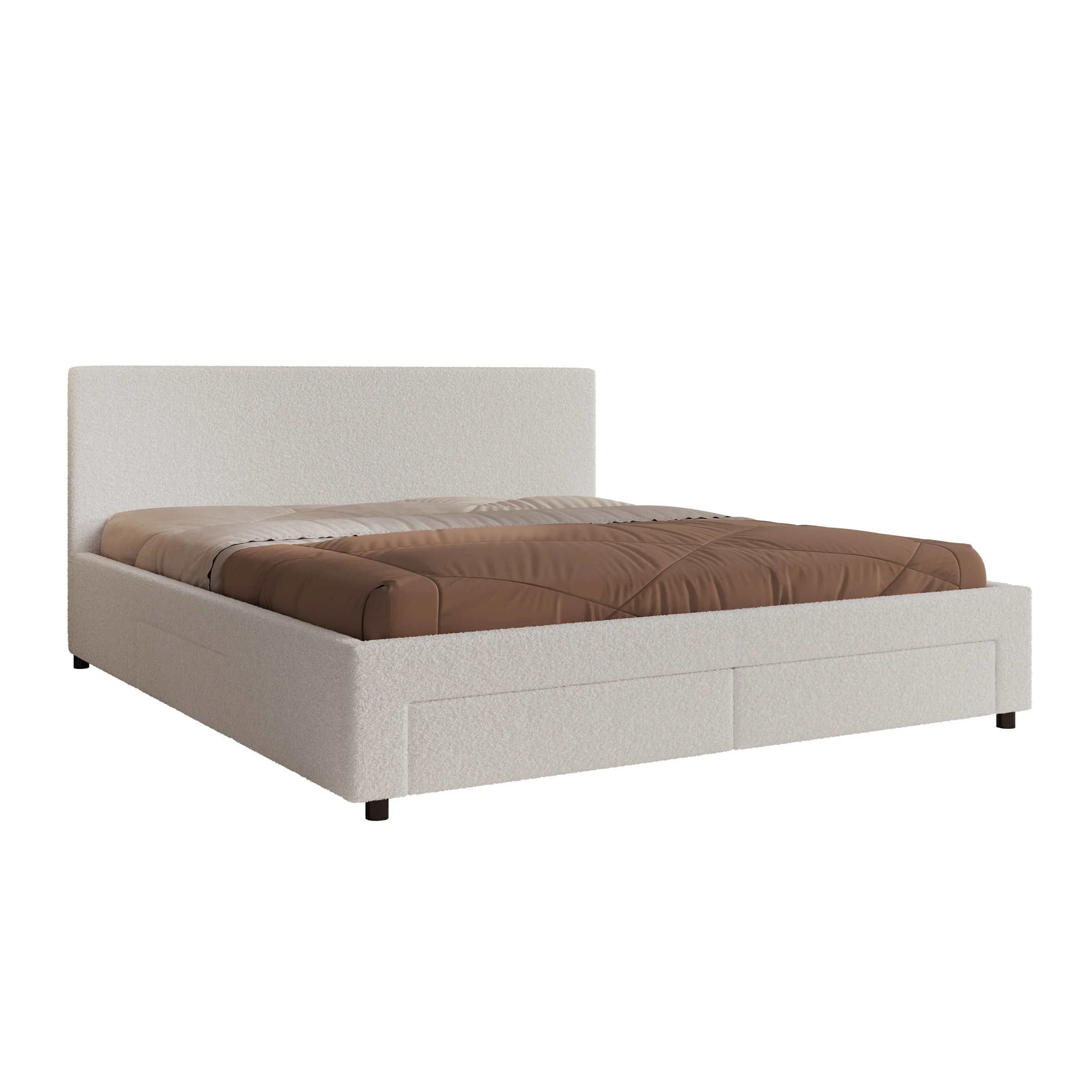 Suente - Tweepersoonsbed met 4 lades - Teddystof Wit - 180x200 cm - Image 7