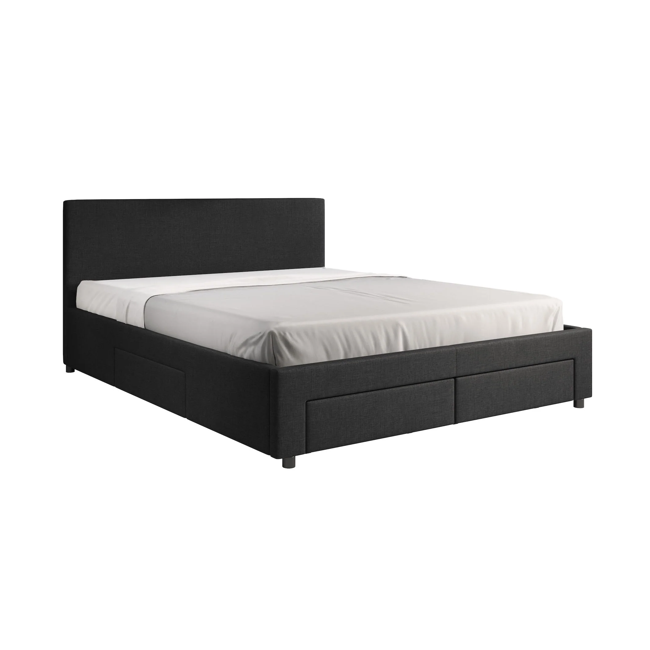 Suente - Tweepersoonsbed met 4 lades - Stof zwart - 160x200 cm - Image 8