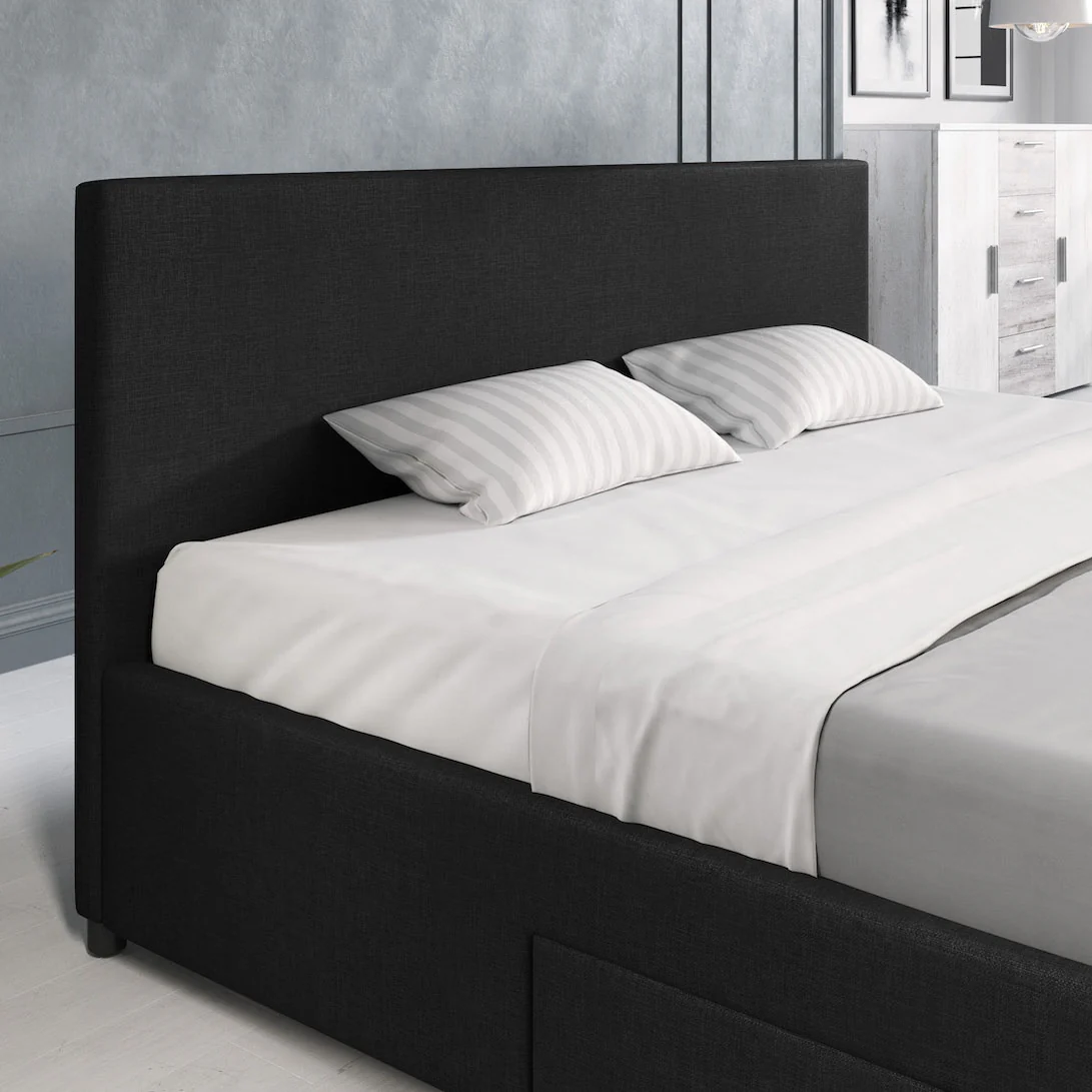 Suente - Tweepersoonsbed met 4 lades - Stof zwart - 180x200 cm - Image 5