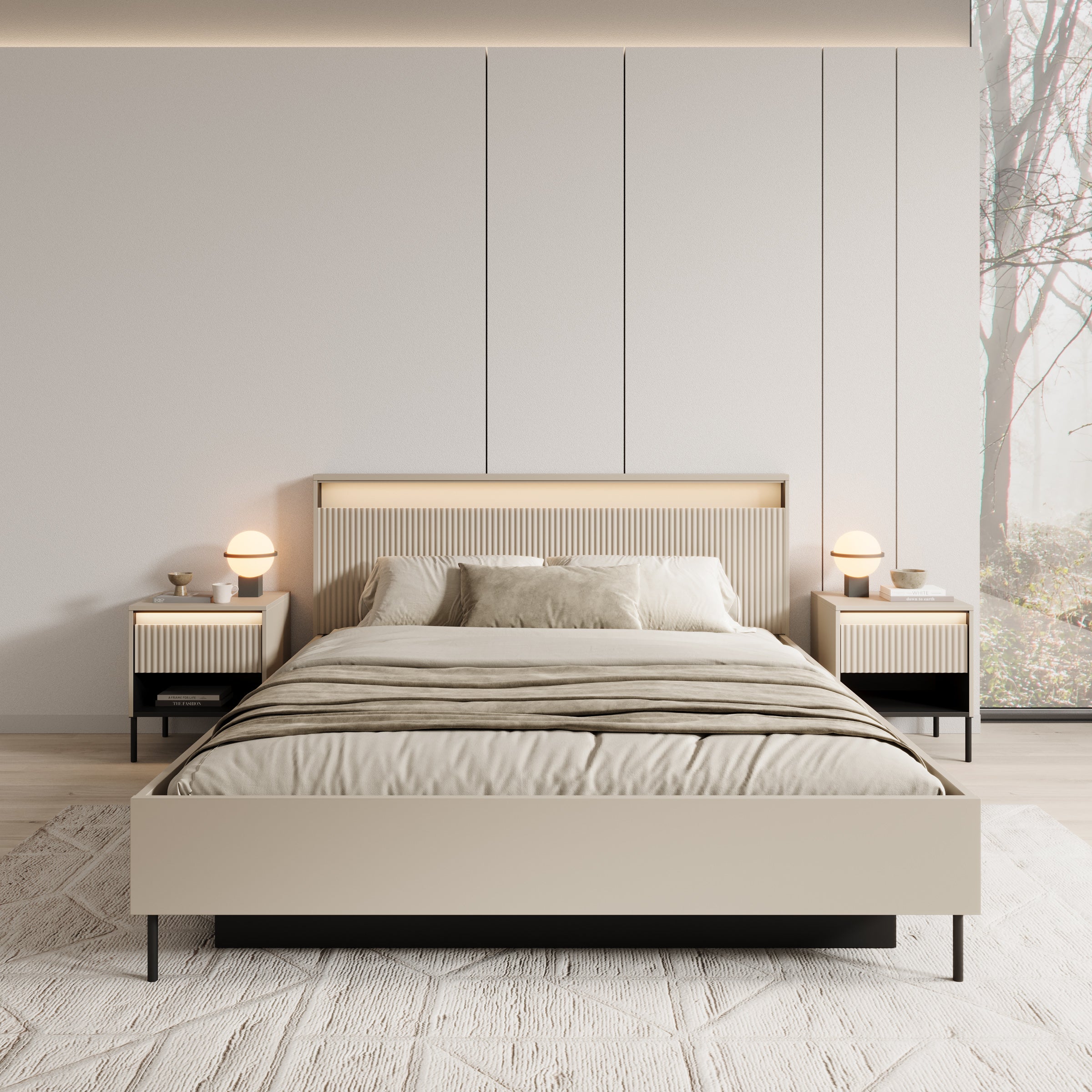 Timoteo - Tweepersoonsbed met opbergruimte - Beige - 160x200 cm - Image 3