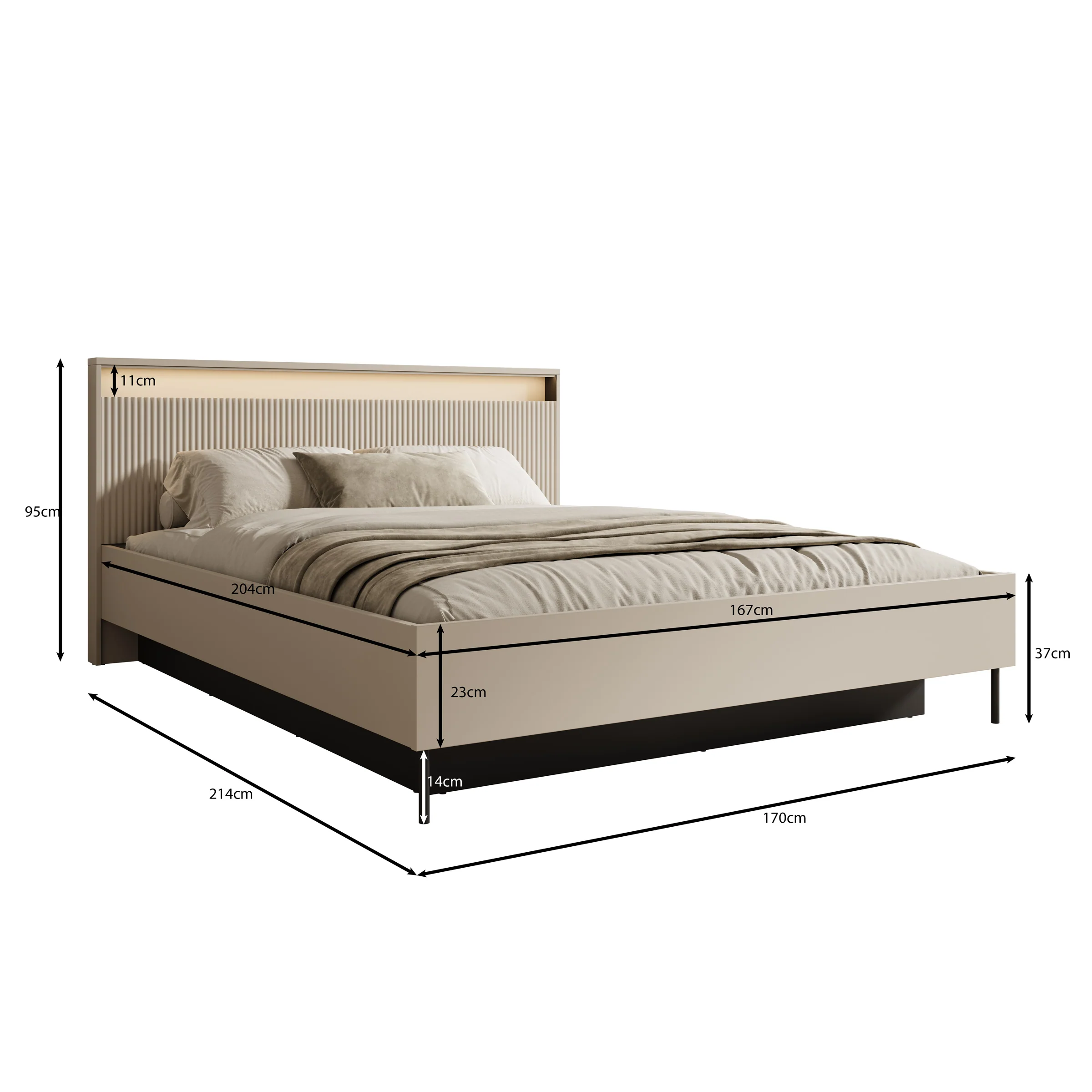 Timoteo - Tweepersoonsbed met opbergruimte - Beige - 160x200 cm - Image 4