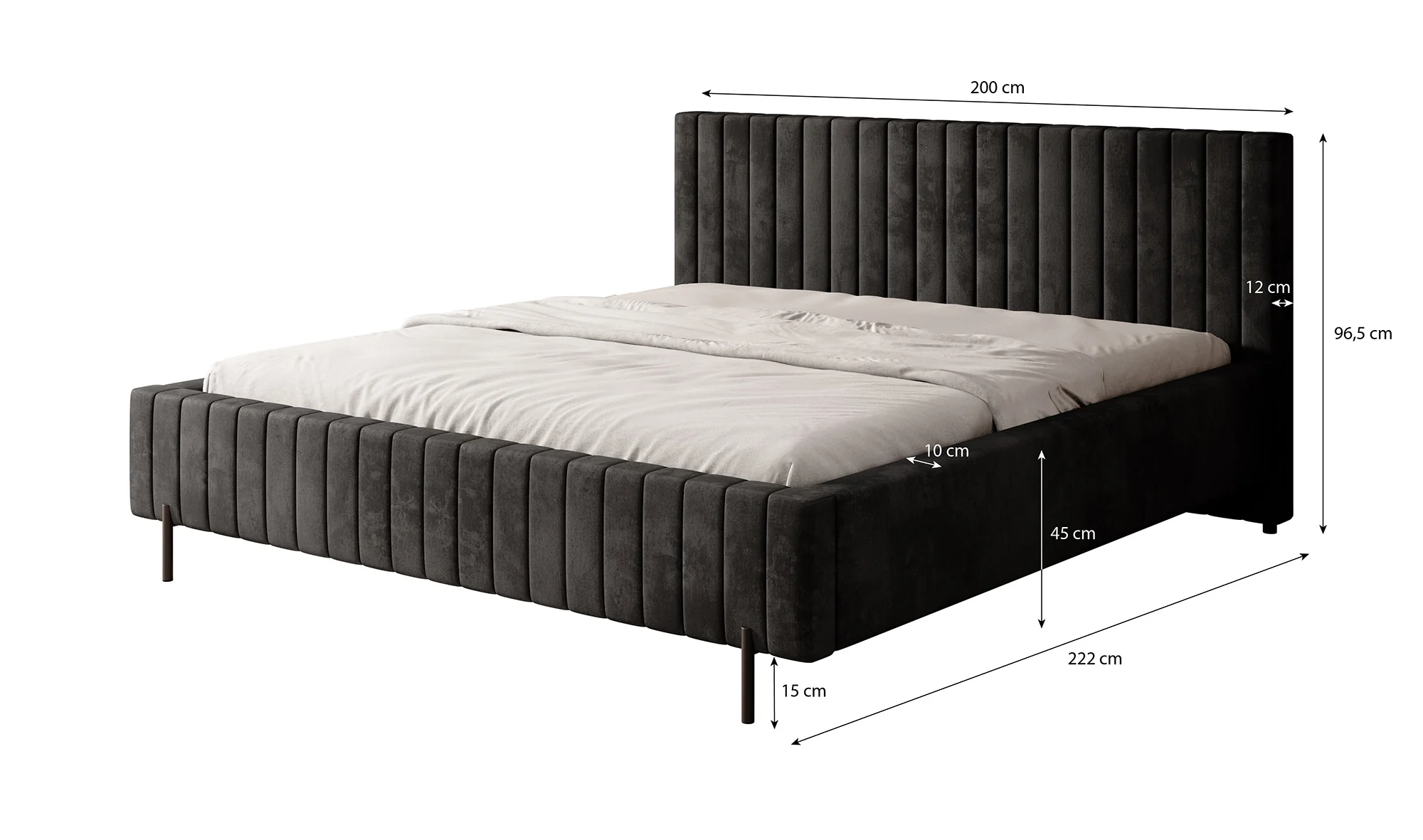 Ventum - Tweepersoonsbed - Velvet zwart - 180x200 cm - Image 4