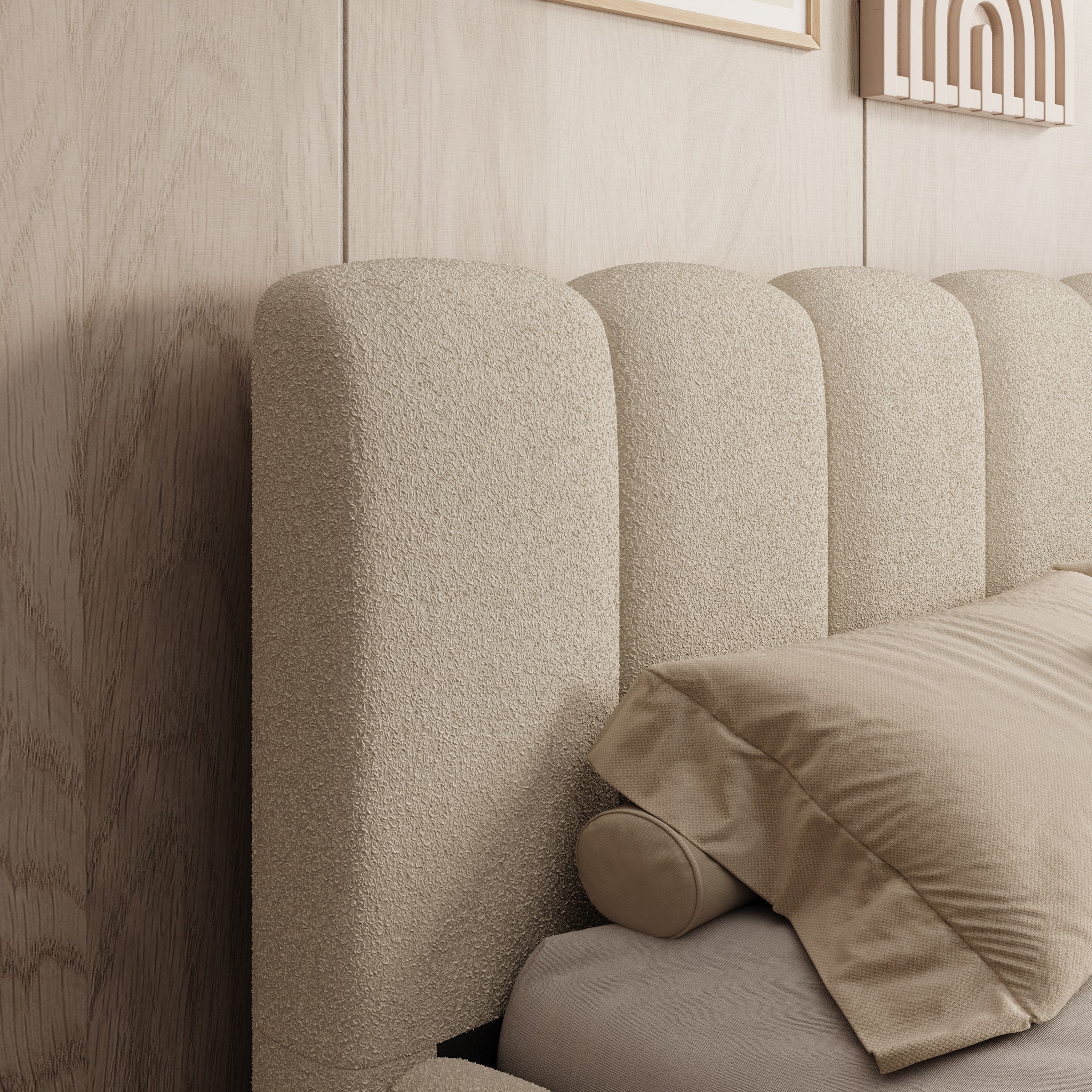 Valerio - Tweepersoonsbed - Teddystof beige - 160x200 cm - Image 4