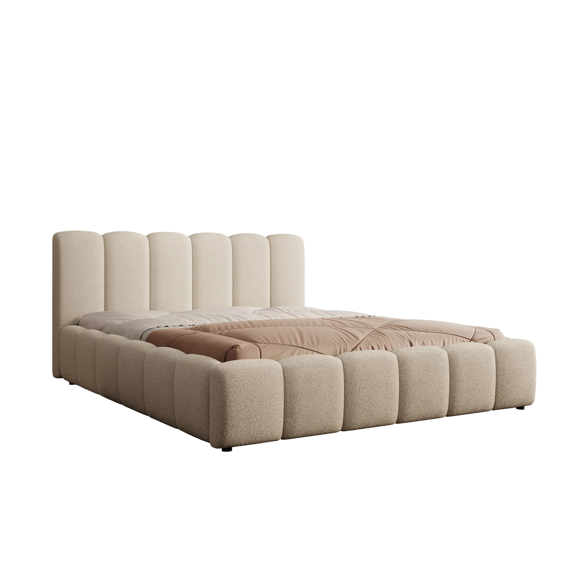 Valerio - Tweepersoonsbed - Teddystof beige - 160x200 cm - Image 6