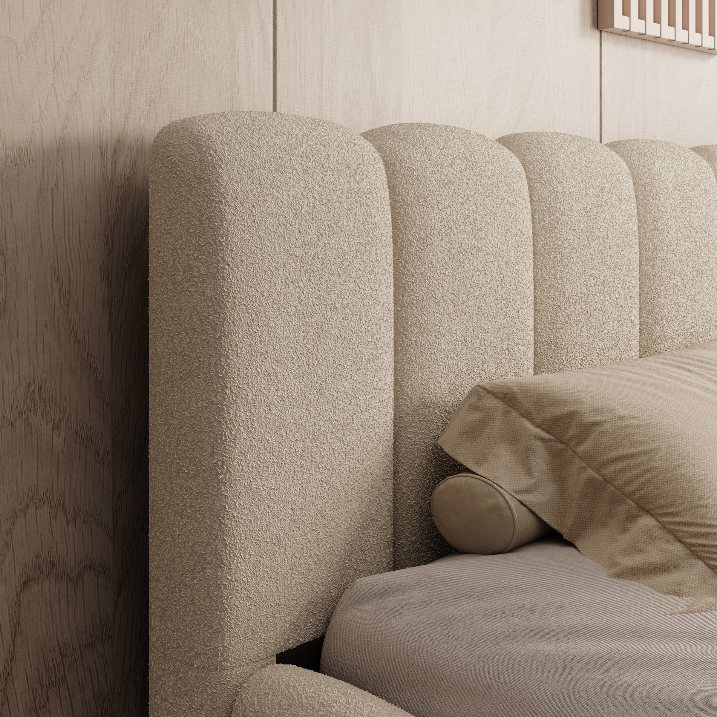 Valerio - Tweepersoonsbed - Teddystof beige - 180x200 cm - Image 4