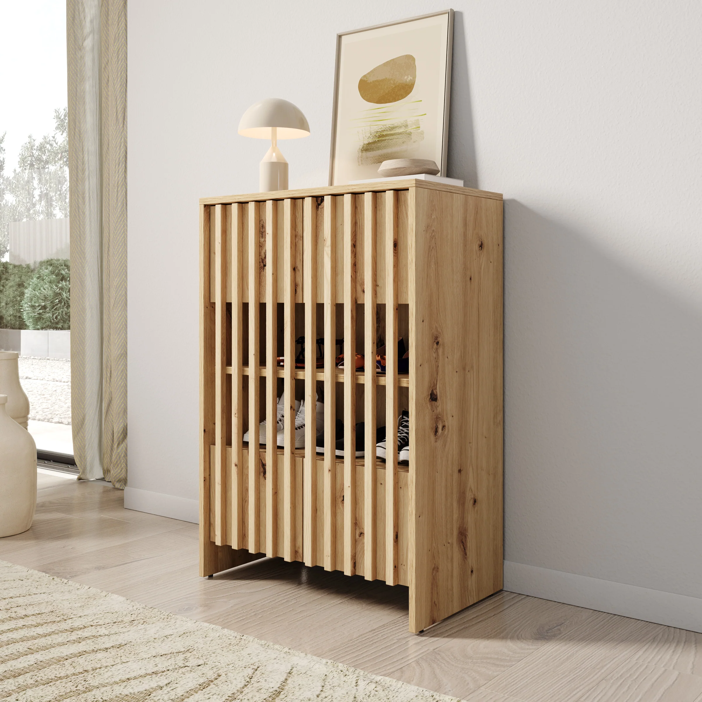 Vallée - Schoenenkast - Licht eikenpatroon - 60x34x87 cm