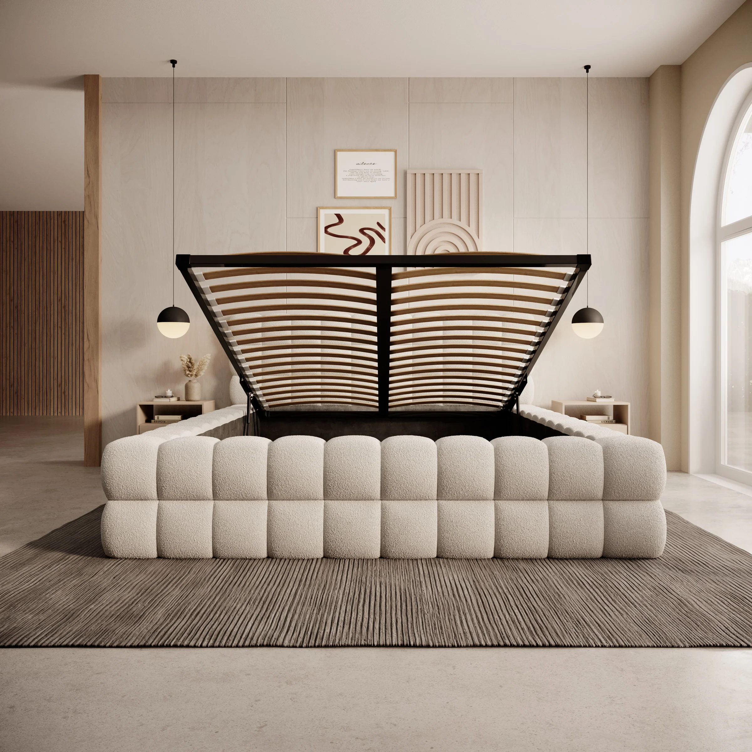 Valona - Tweepersoonsbed - Teddystof beige - 160x200 cm - Image 2