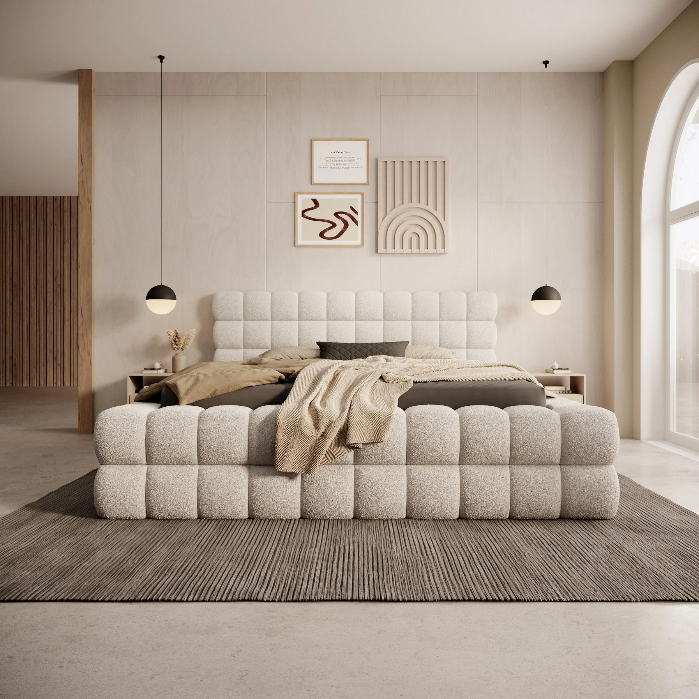 Valona - Tweepersoonsbed - Teddystof beige - 160x200 cm - Image 3