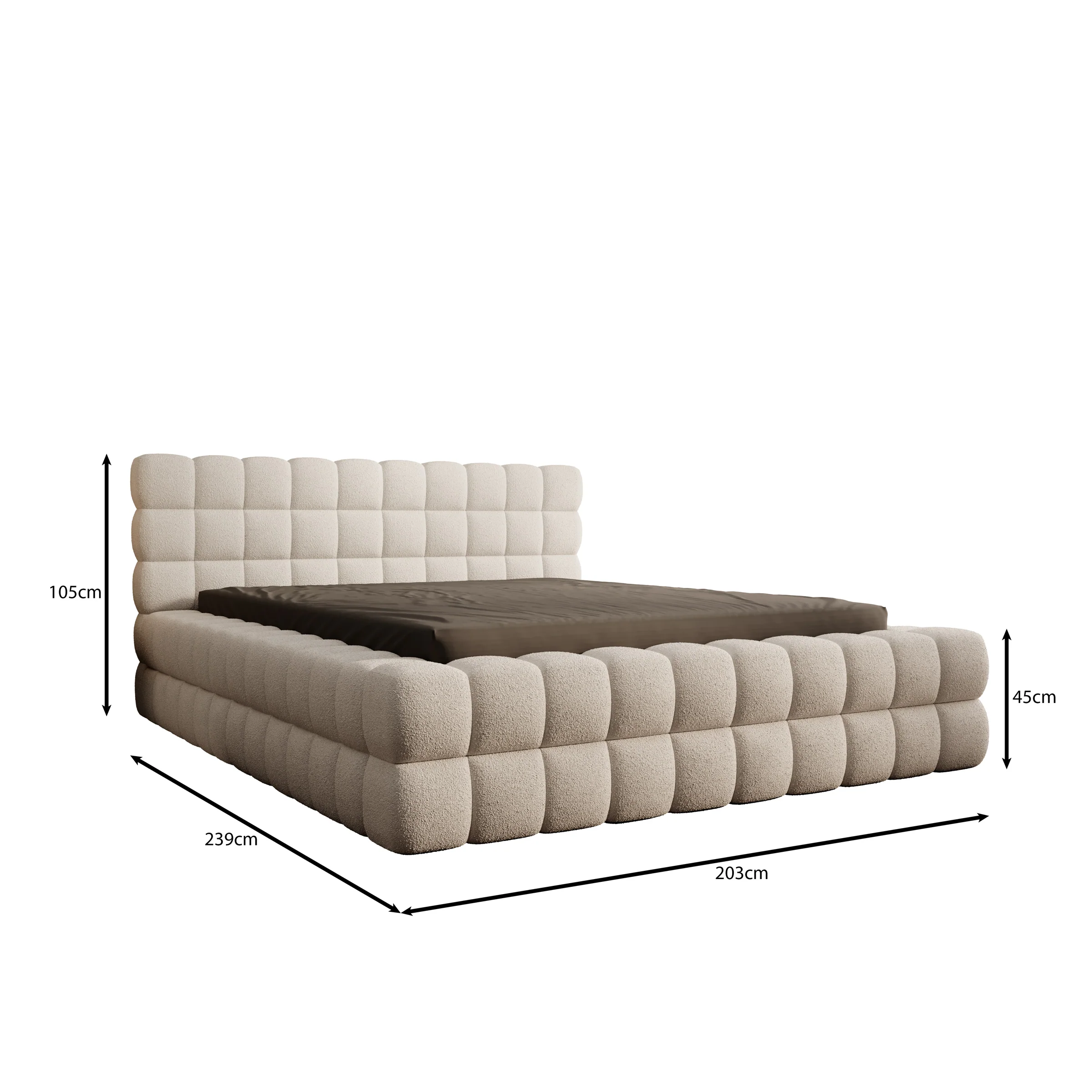 Valona - Tweepersoonsbed - Teddystof beige - 160x200 cm - Image 4