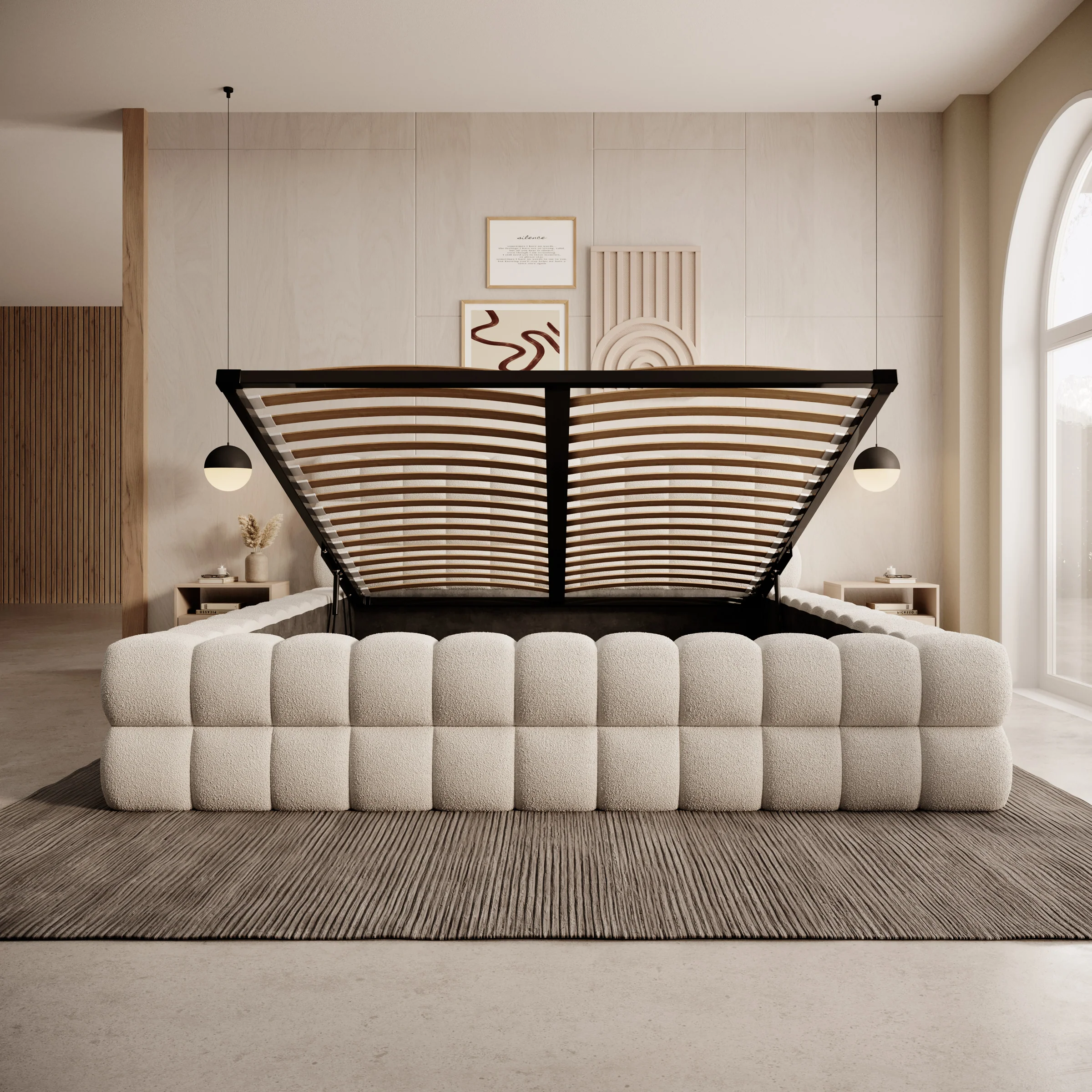 Valona - Tweepersoonsbed - Teddystof beige - 180x200 cm - Image 2