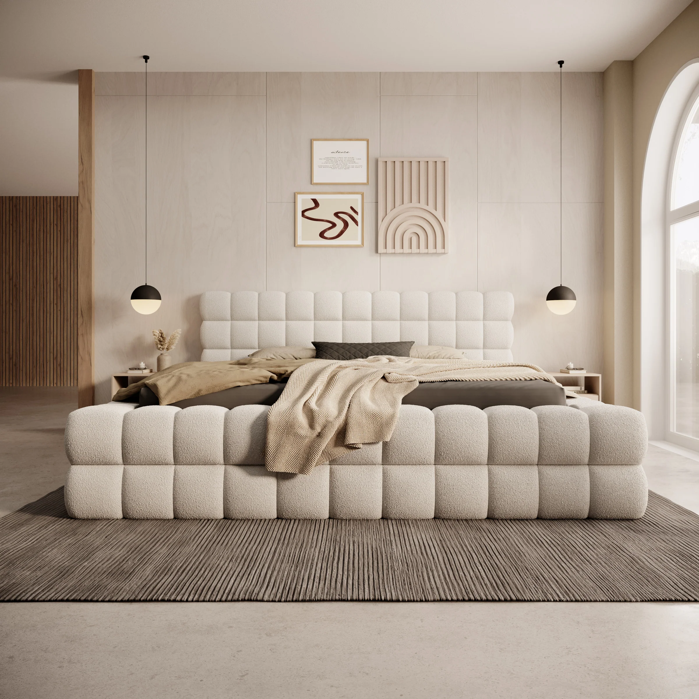 Valona - Tweepersoonsbed - Teddystof beige - 180x200 cm - Image 3