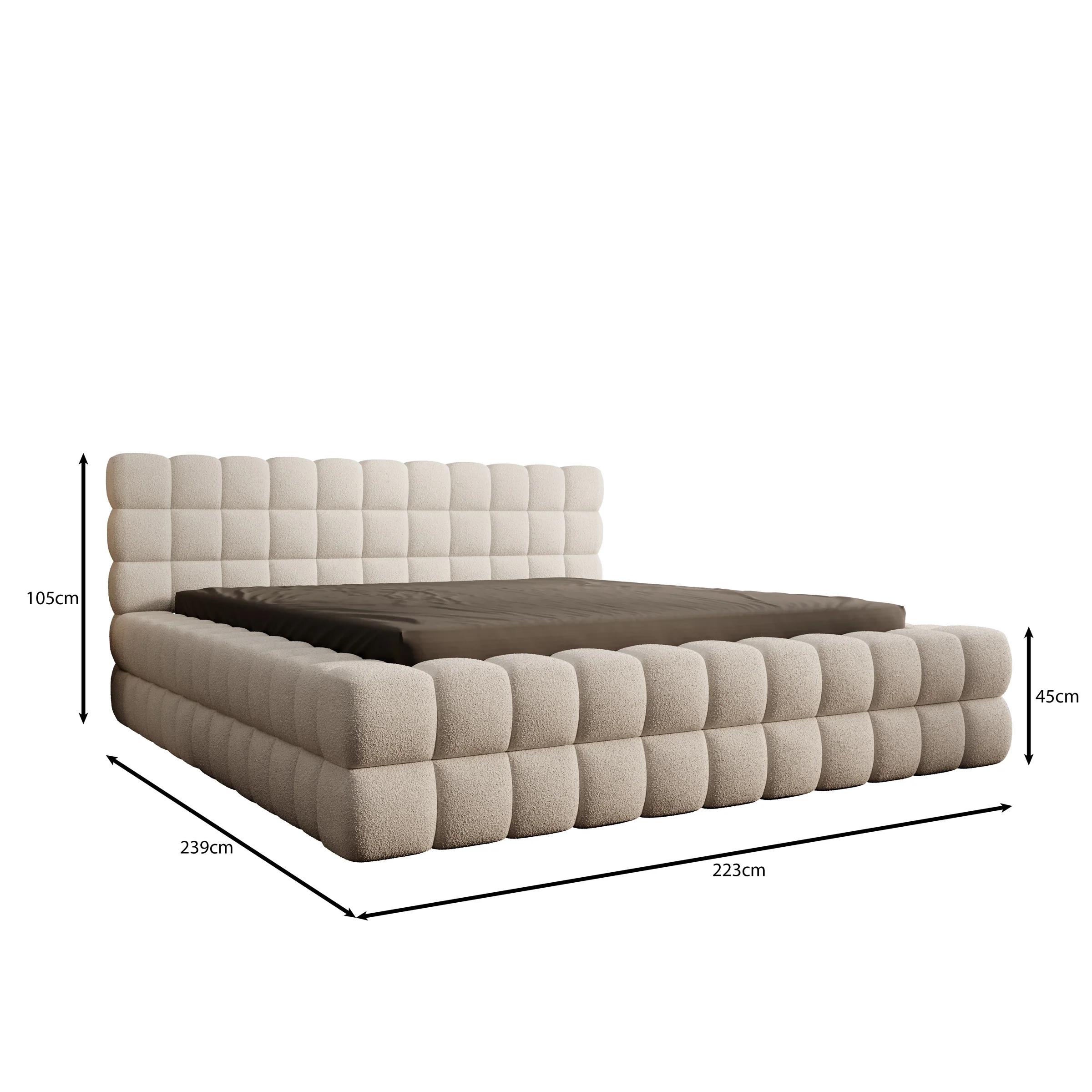 Valona - Tweepersoonsbed - Teddystof beige - 180x200 cm - Image 4