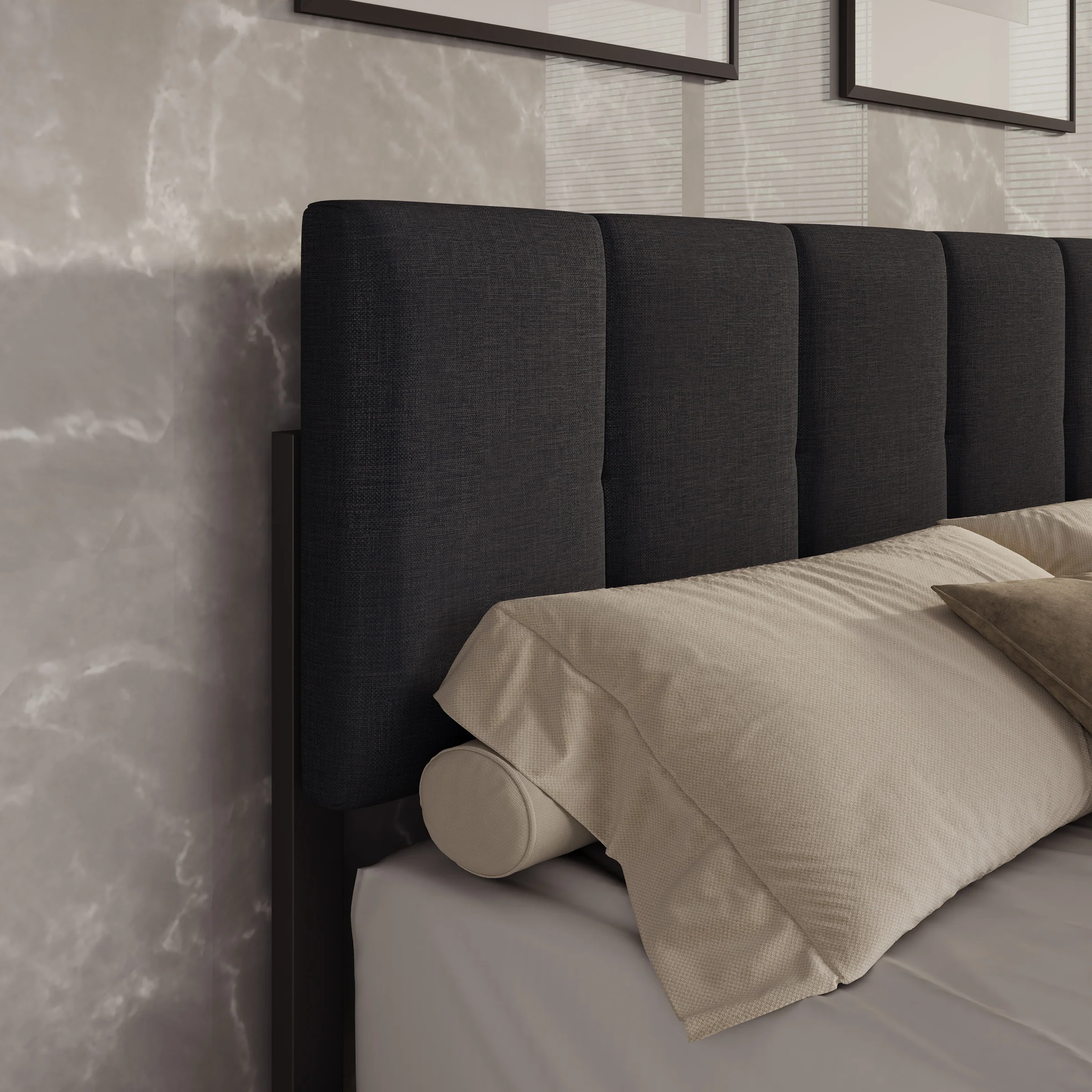 Varell - Tweepersoonsbed - Stof zwart - 140x200 cm - Image 4