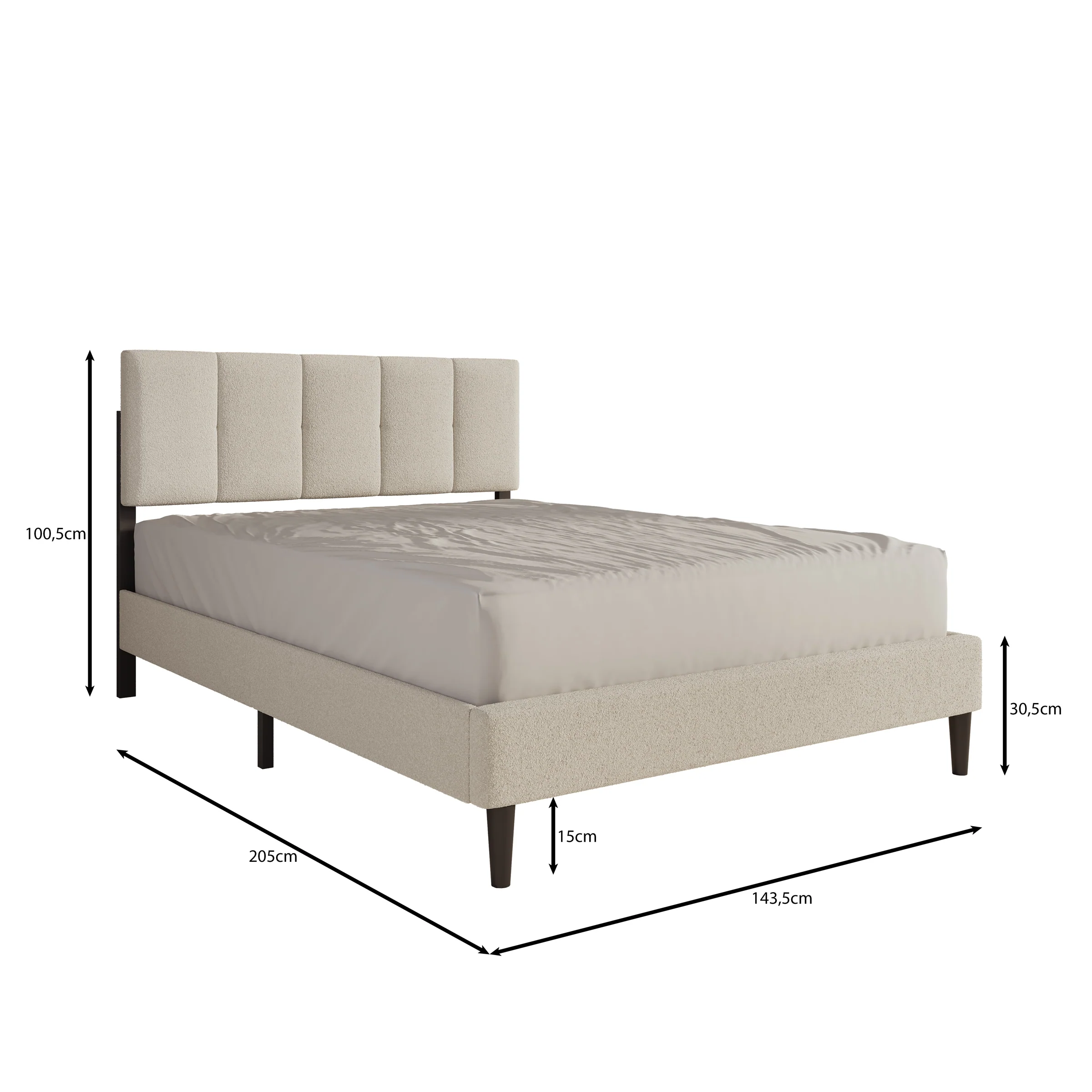 Varell - Tweepersoonsbed - Stof zwart - 140x200 cm - Image 5