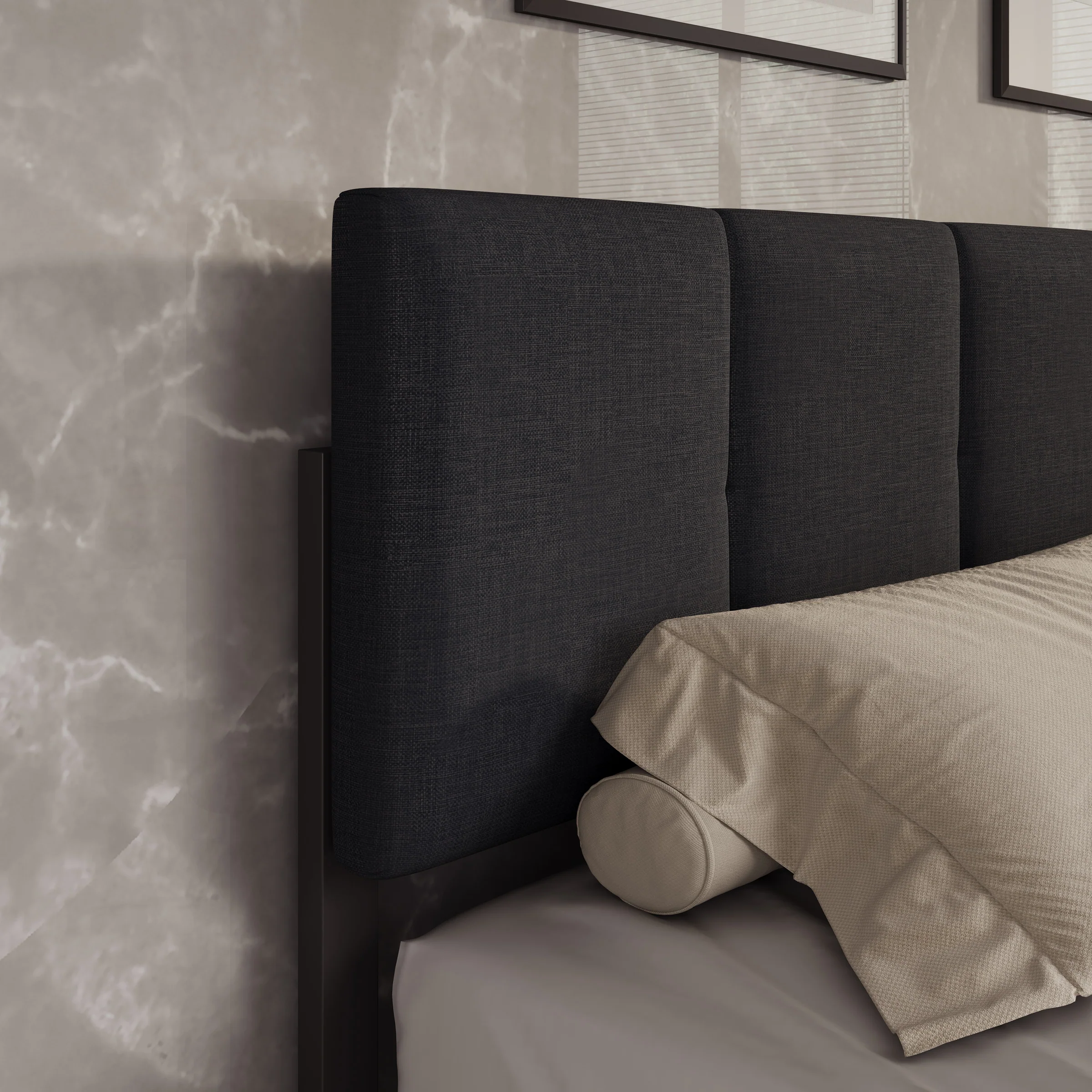 Varell - Tweepersoonsbed - Stof zwart - 180x200 cm - Image 4