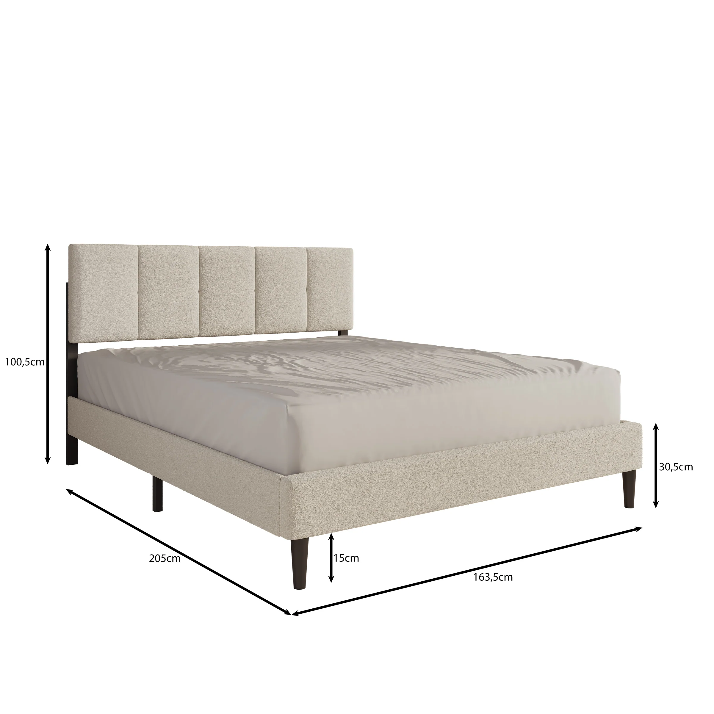 Varell - Tweepersoonsbed - Teddystof beige - 160x200 cm - Image 5