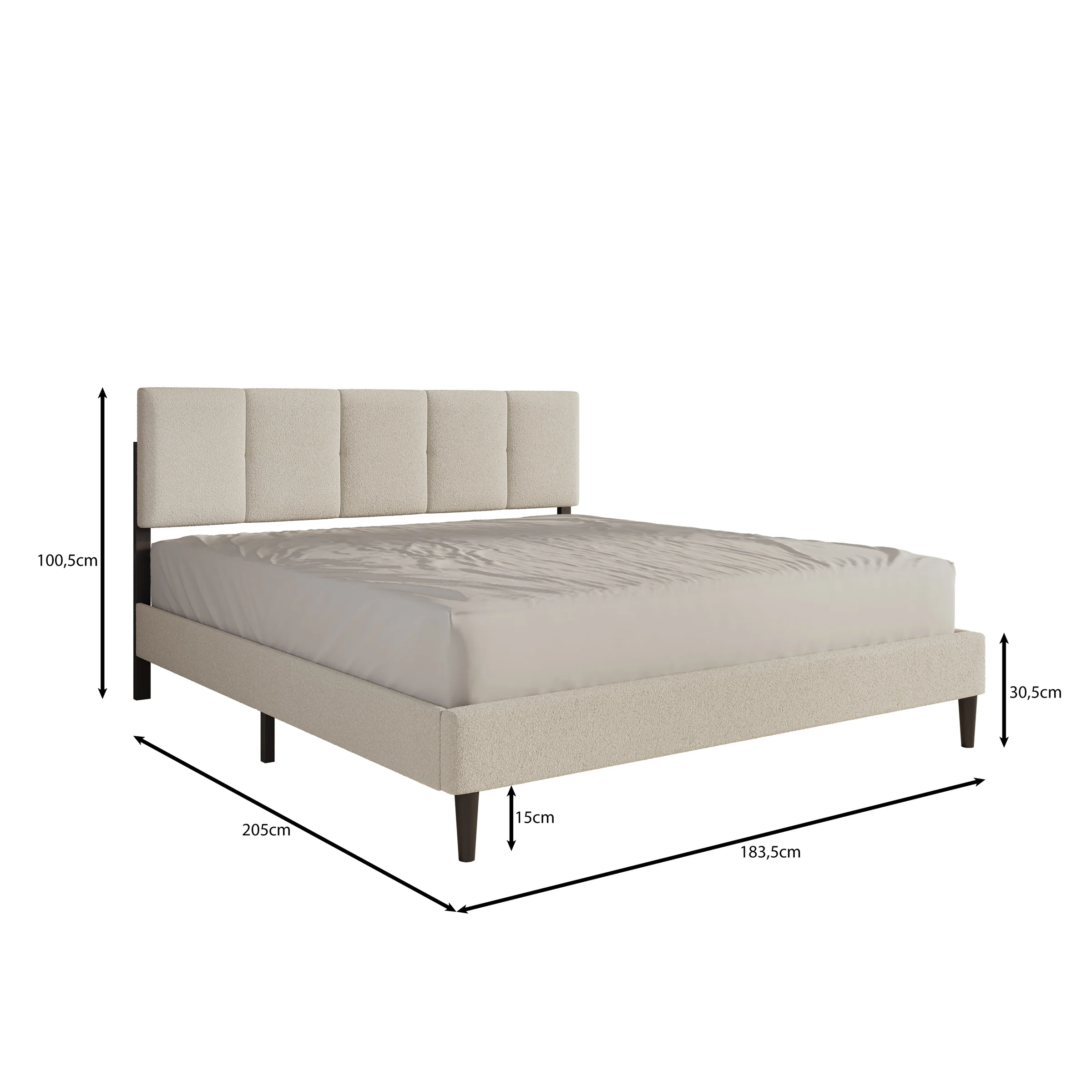 Varell - Tweepersoonsbed - Teddystof beige - 180x200 cm - Image 5