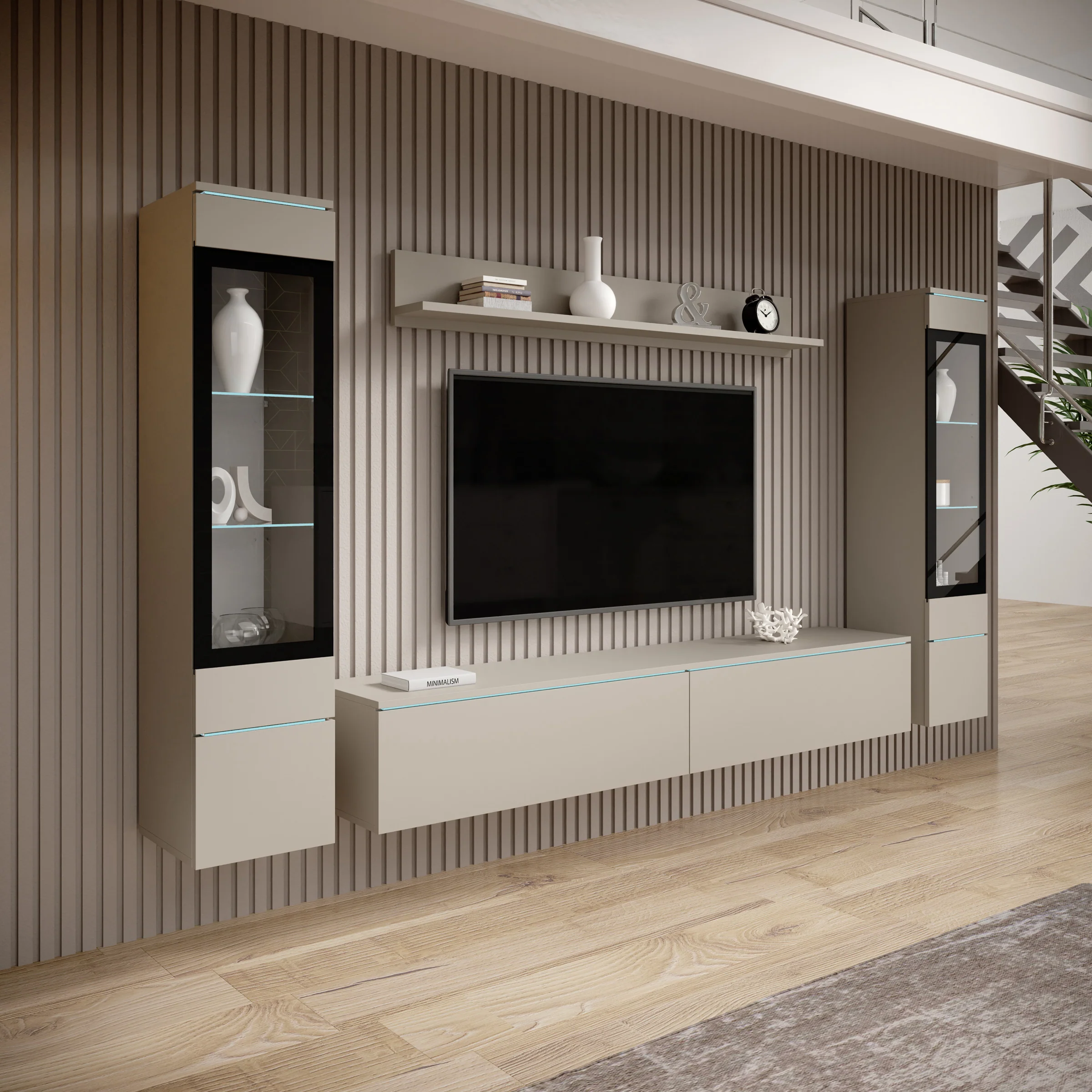 Variety - Wandmeubel - Beige - 180x33x132 cm