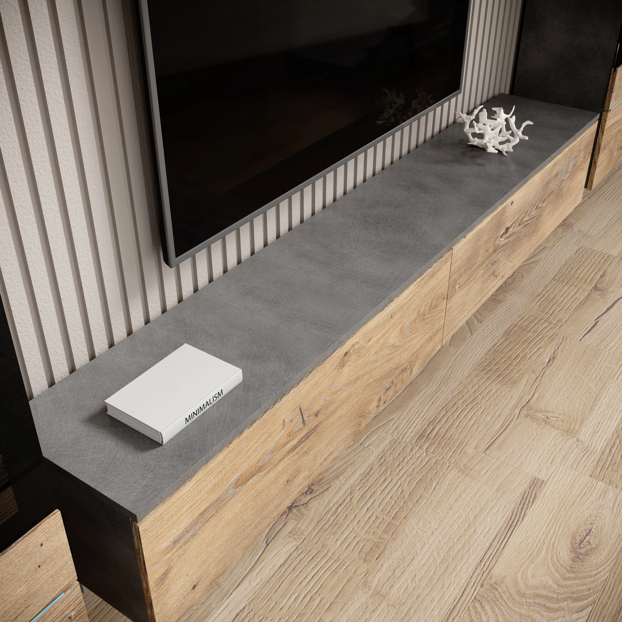 Variety - Wandmeubel - Eiken/Grijs - 180x33x132 cm - Image 5