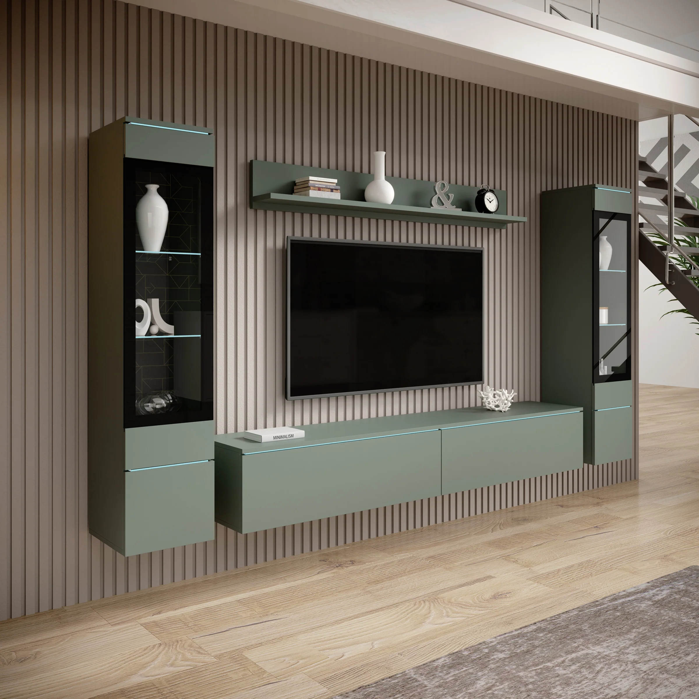 Variety - Wandmeubel - Groen - 180x33x132 cm
