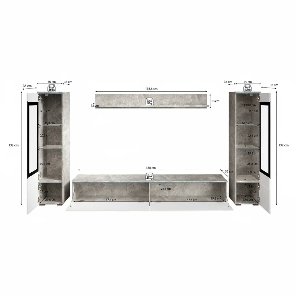 Variety - Wandmeubel - Zwart - 180x33x132 cm - Image 6