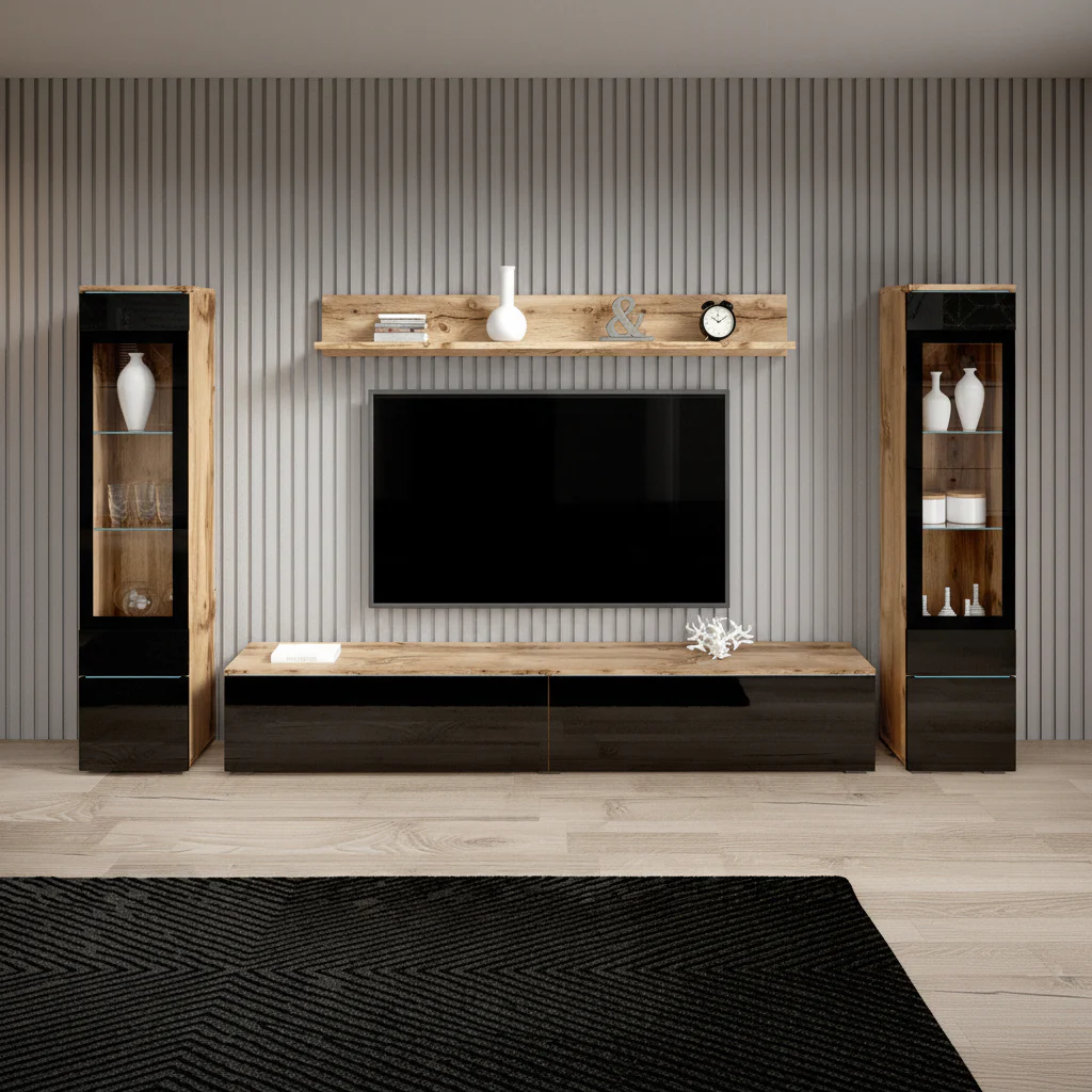 Variety - Wandmeubel - Zwart/eiken - 180x33x132 cm - Image 4
