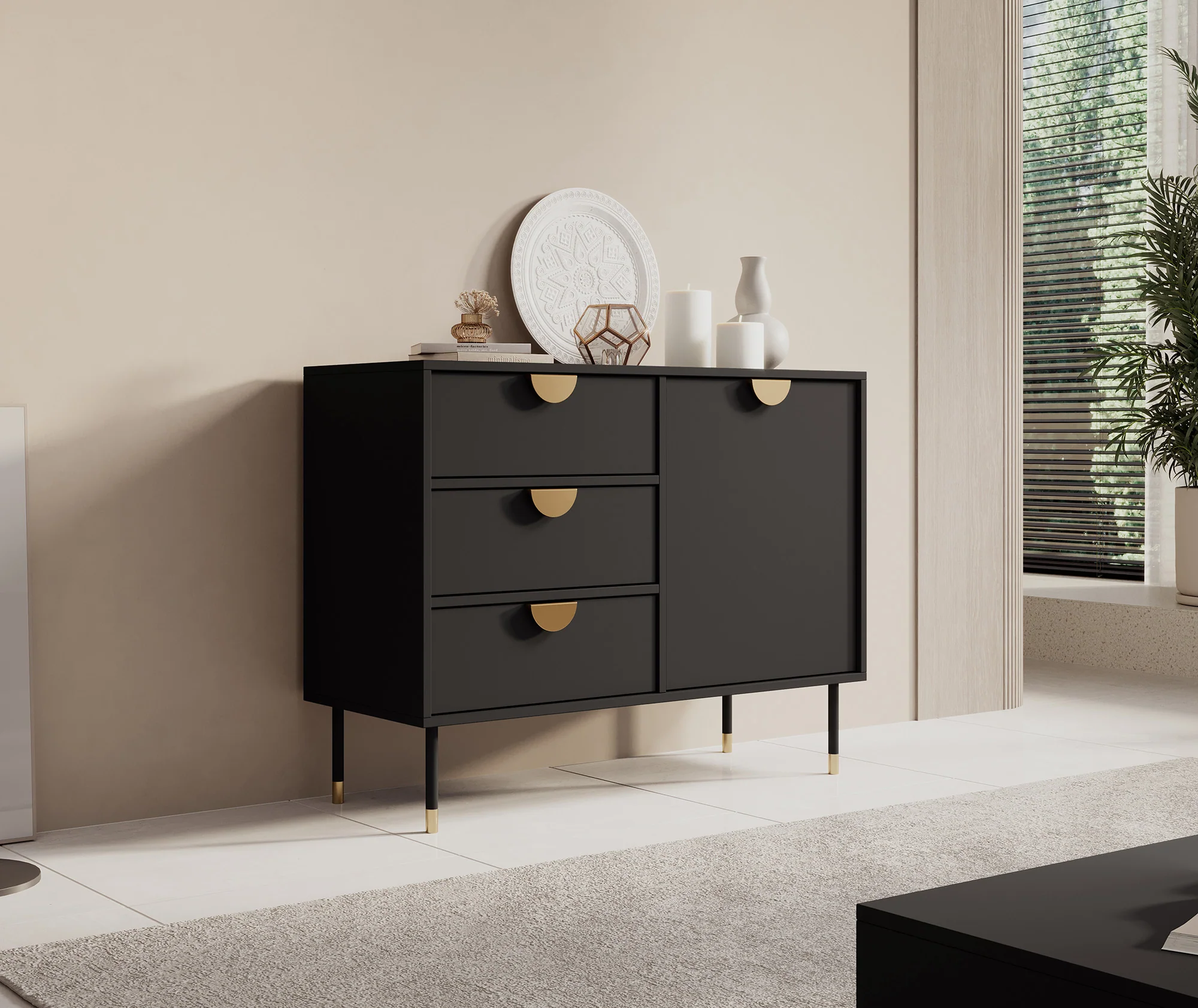 Veerle - Dressoir - Zwart - 100x40x78 cm