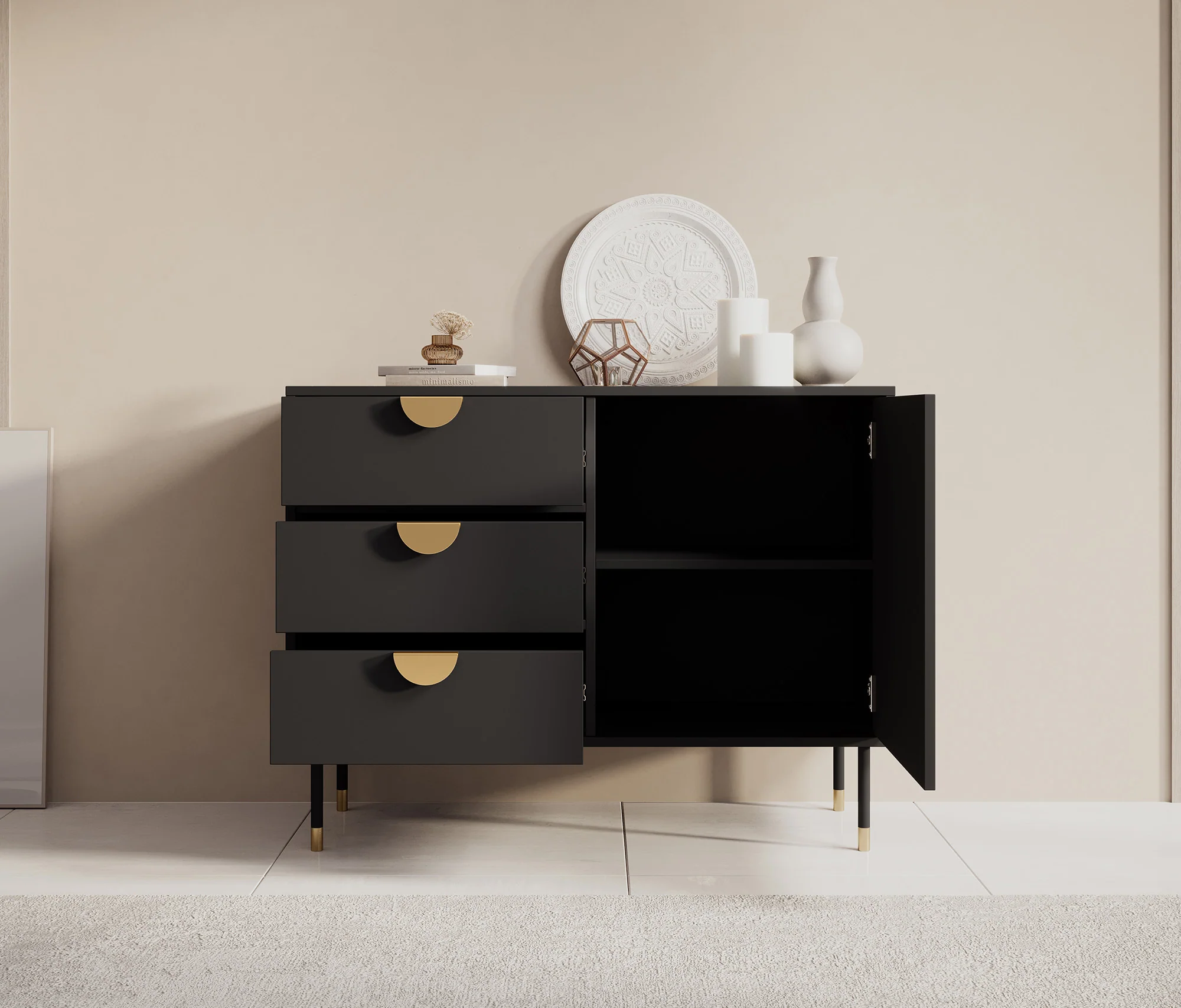 Veerle - Dressoir - Zwart - 100x40x78 cm - Image 3