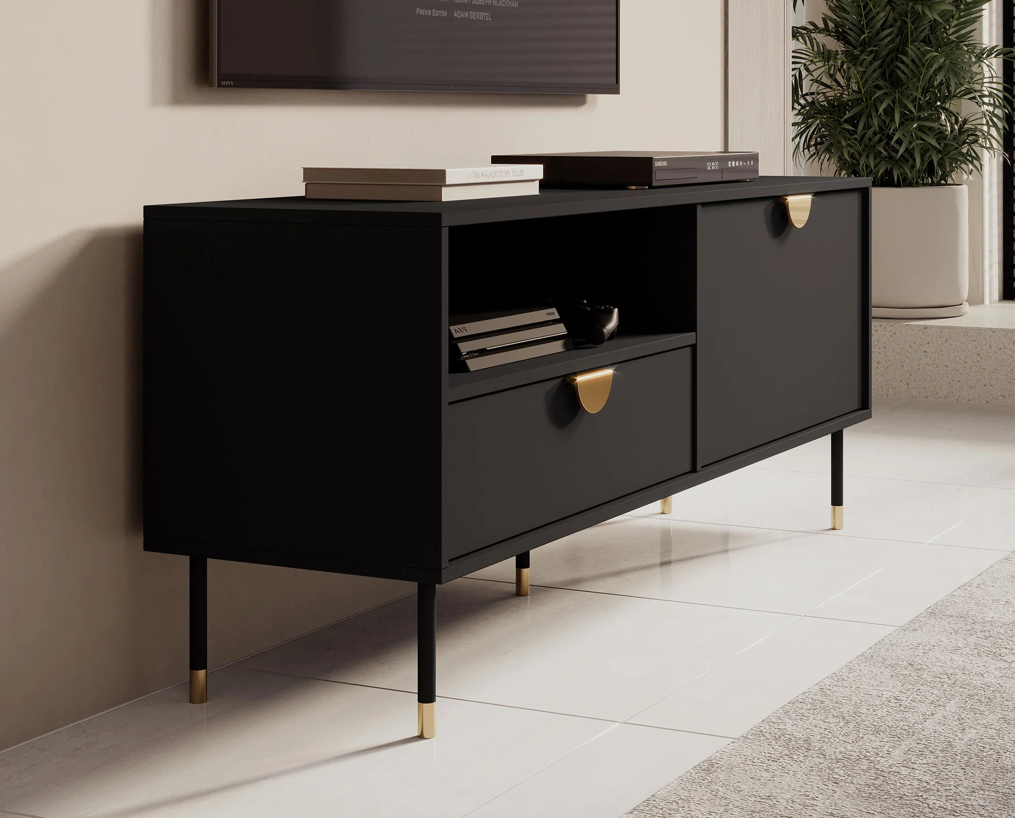 Veerle - TV-Meubel - Zwart - 140 cm - Image 4