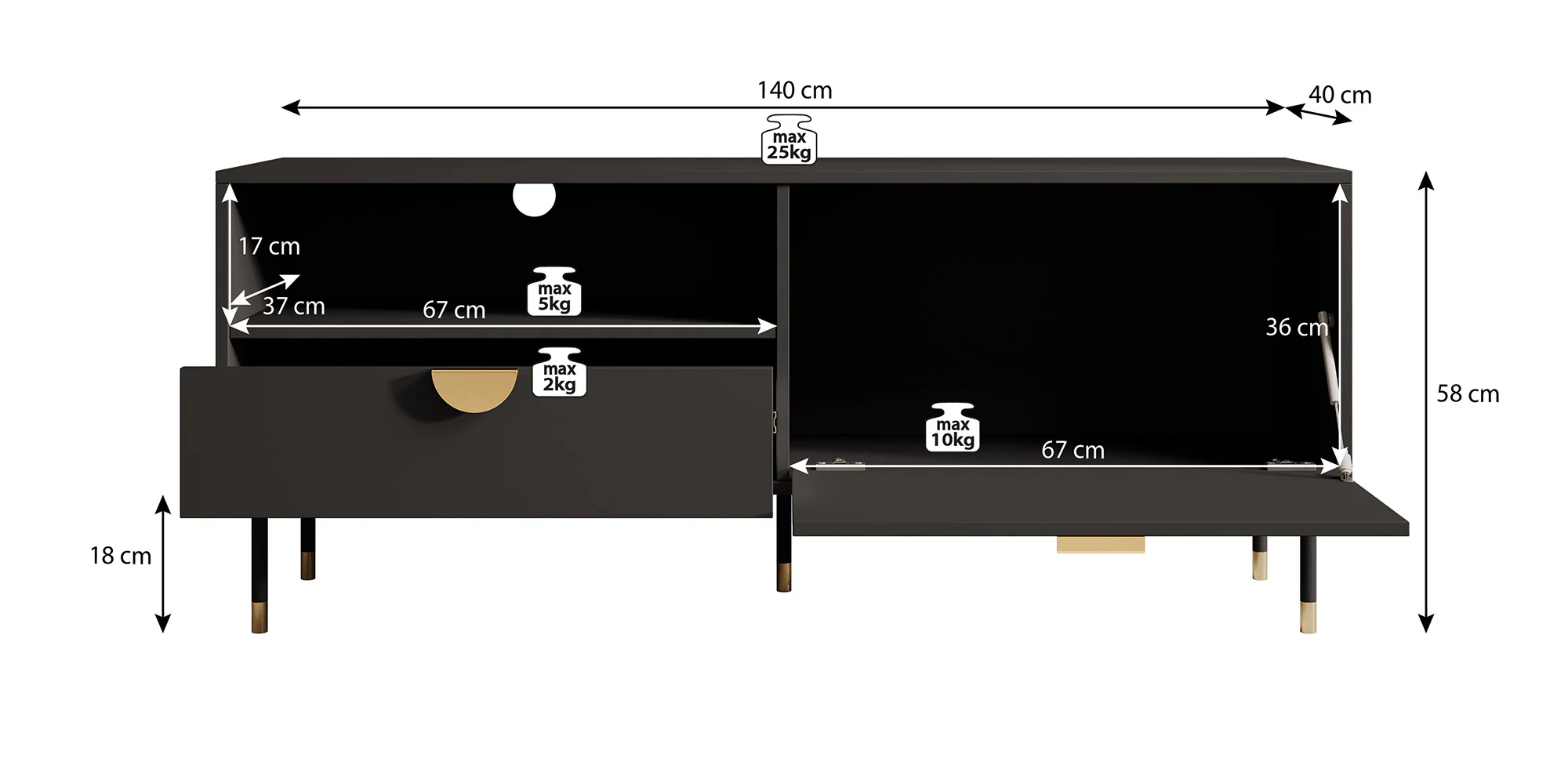 Veerle - TV-Meubel - Zwart - 140 cm - Image 5
