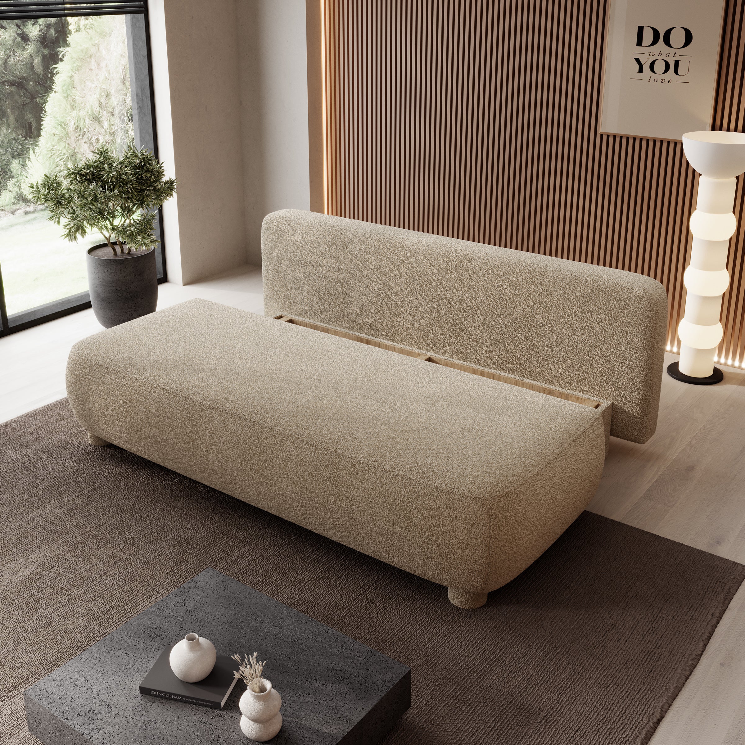 Venus - Slaapbank - Teddystof beige - 209x96x96 cm - Image 3