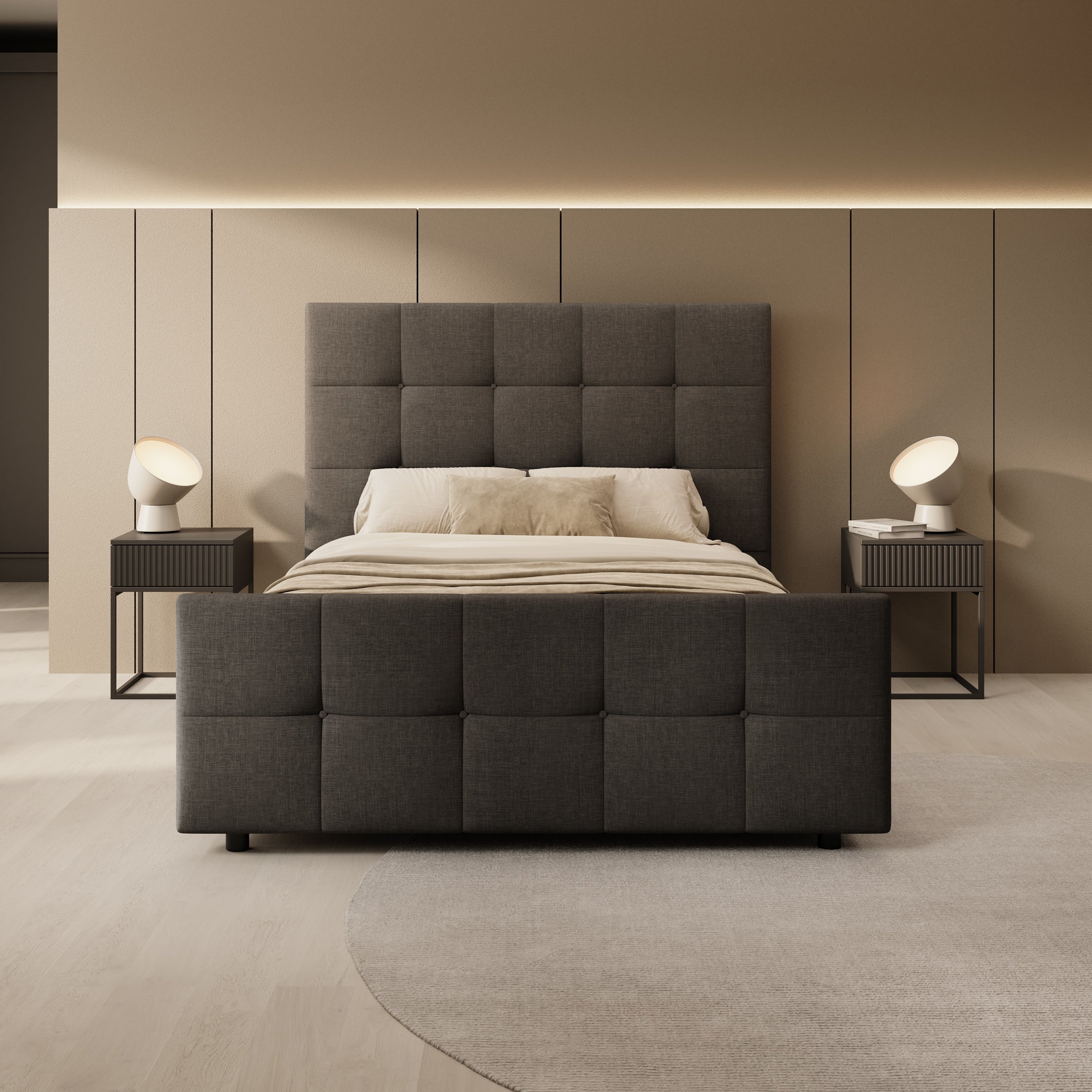 Verano - Tweepersoonsbed - Stof zwart - 140x200 cm - Image 3