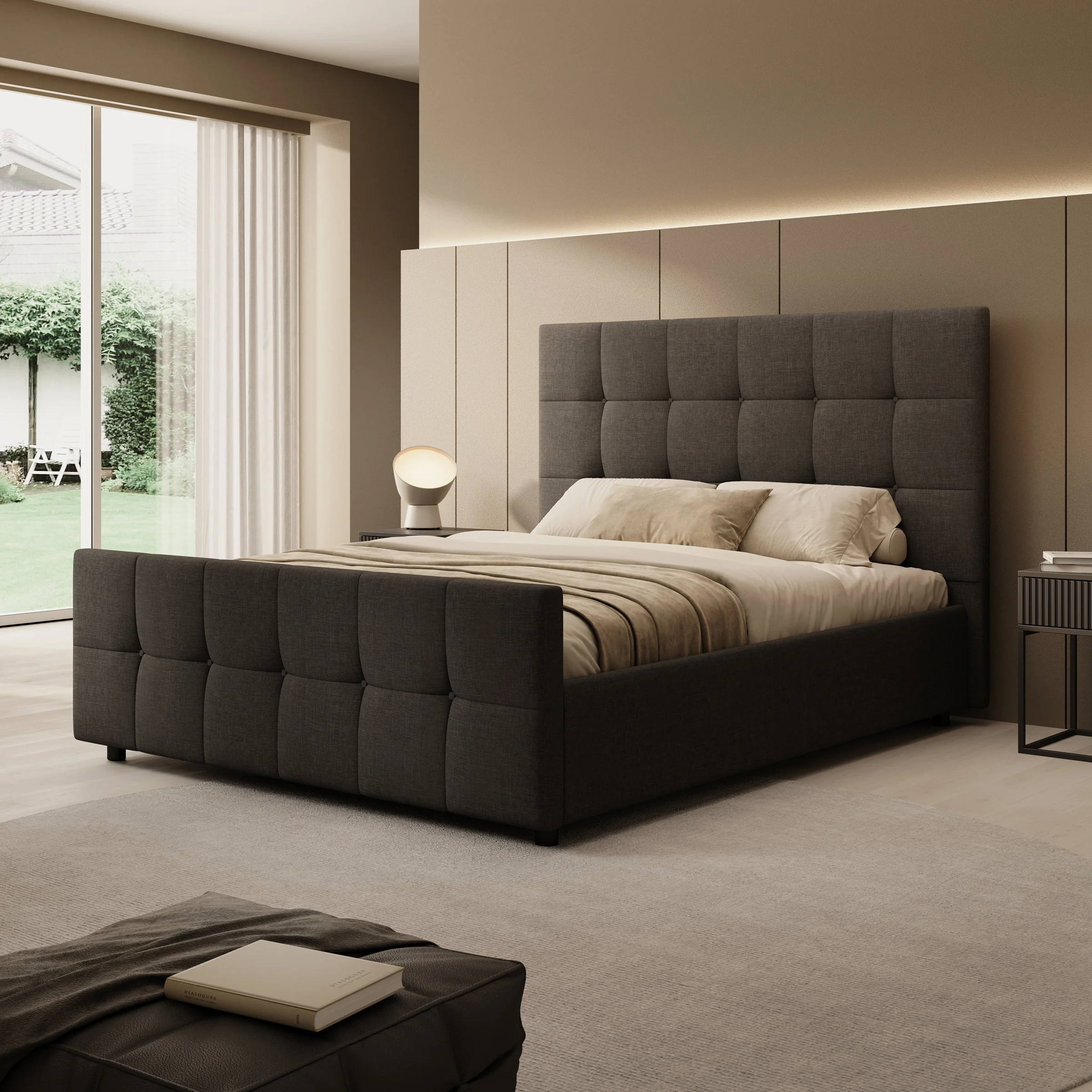 Verano - Tweepersoonsbed - Stof zwart - 160x200 cm
