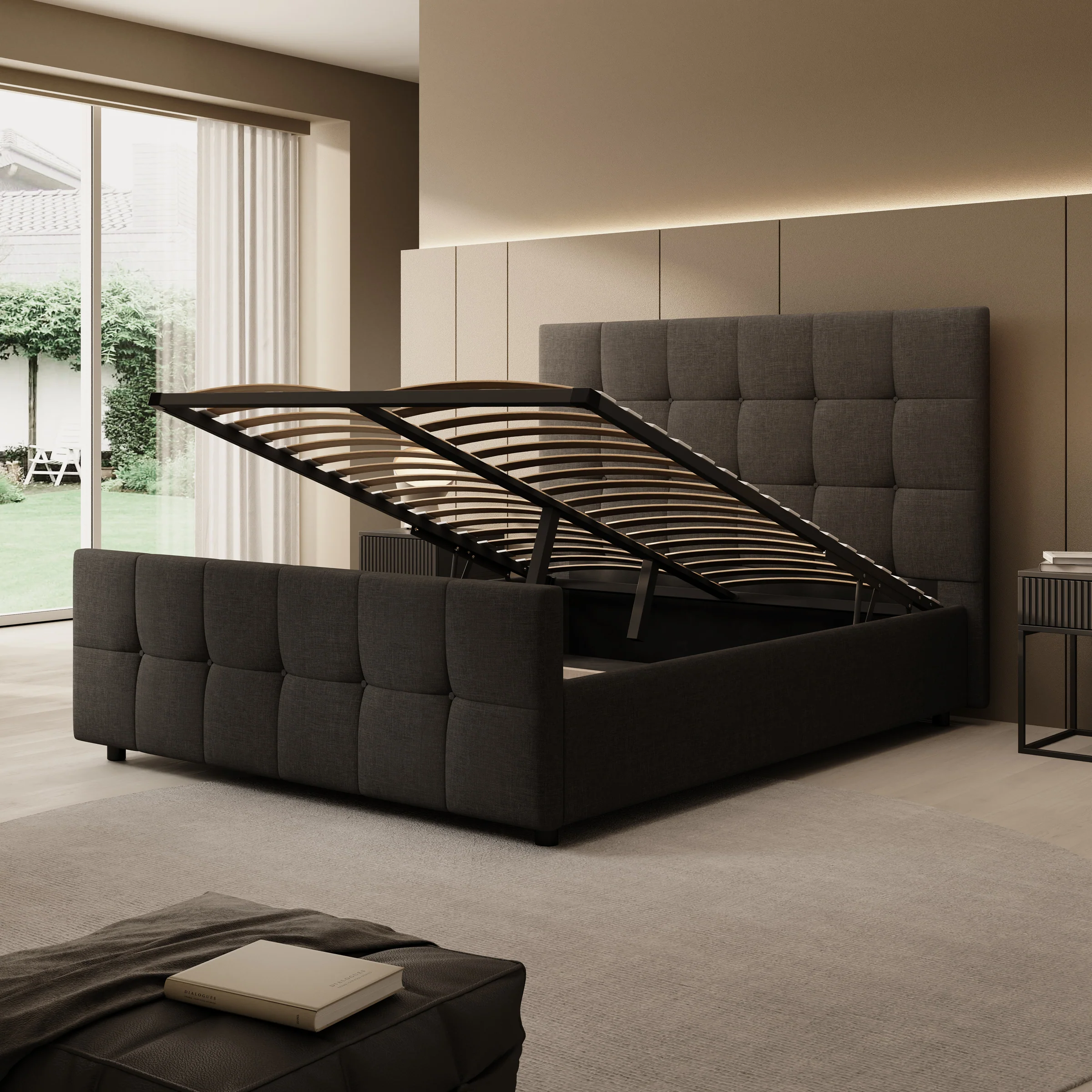 Verano - Tweepersoonsbed - Stof zwart - 180x200 cm - Image 2