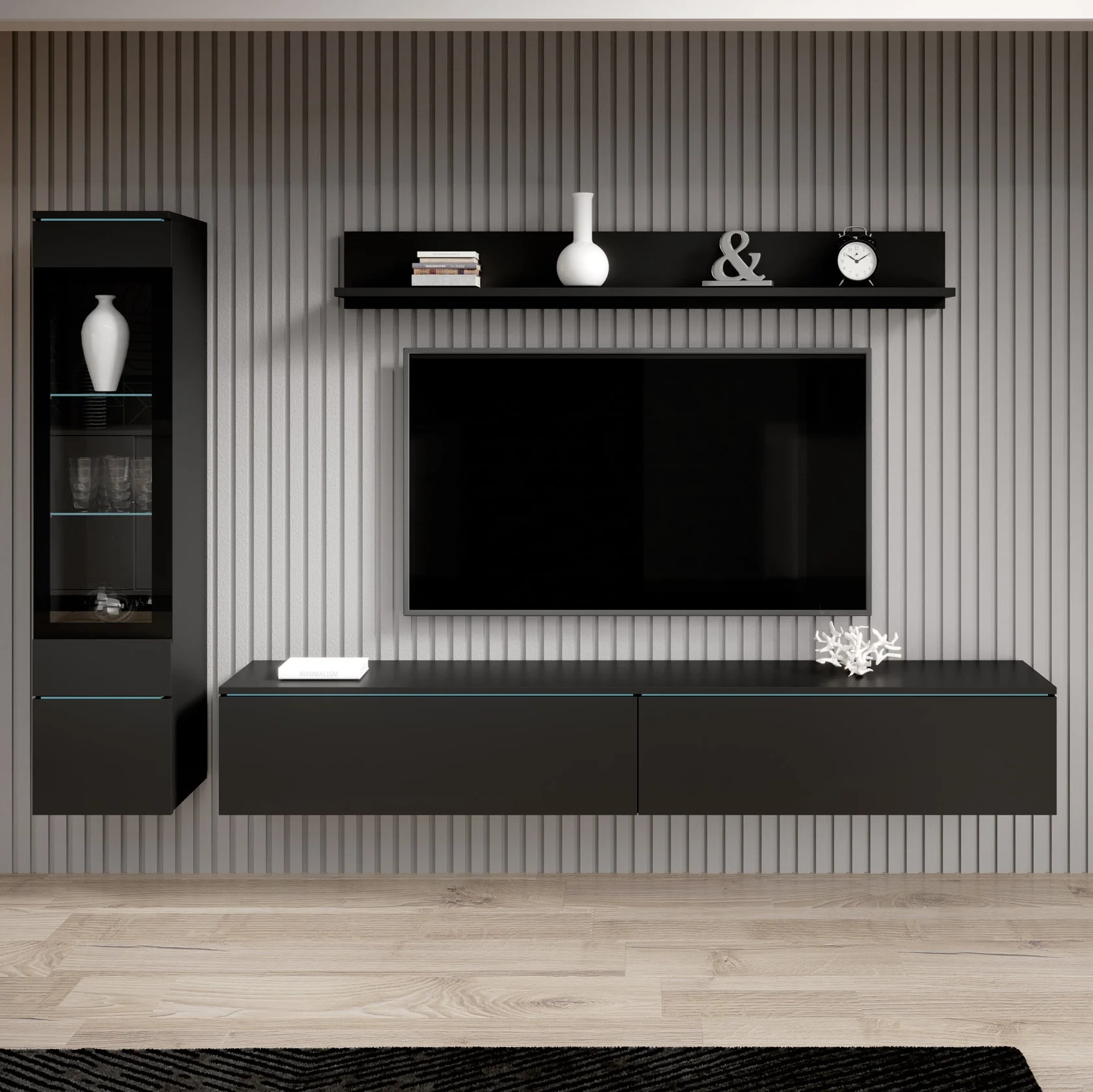 Verity - Wandmeubel - Zwart - 180x33x32 cm - Image 4