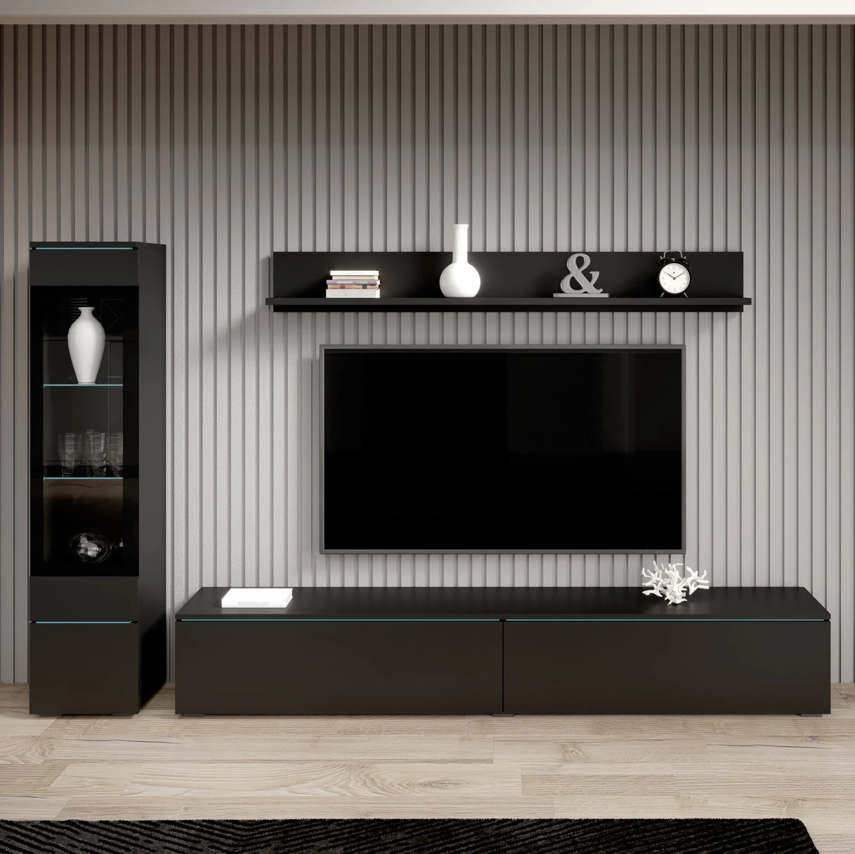 Verity - Wandmeubel - Zwart - 180x33x32 cm - Image 5