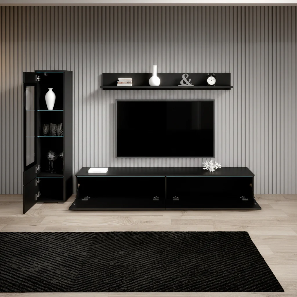 Verity - Wandmeubel - Zwart - 180x33x32 cm - Image 6