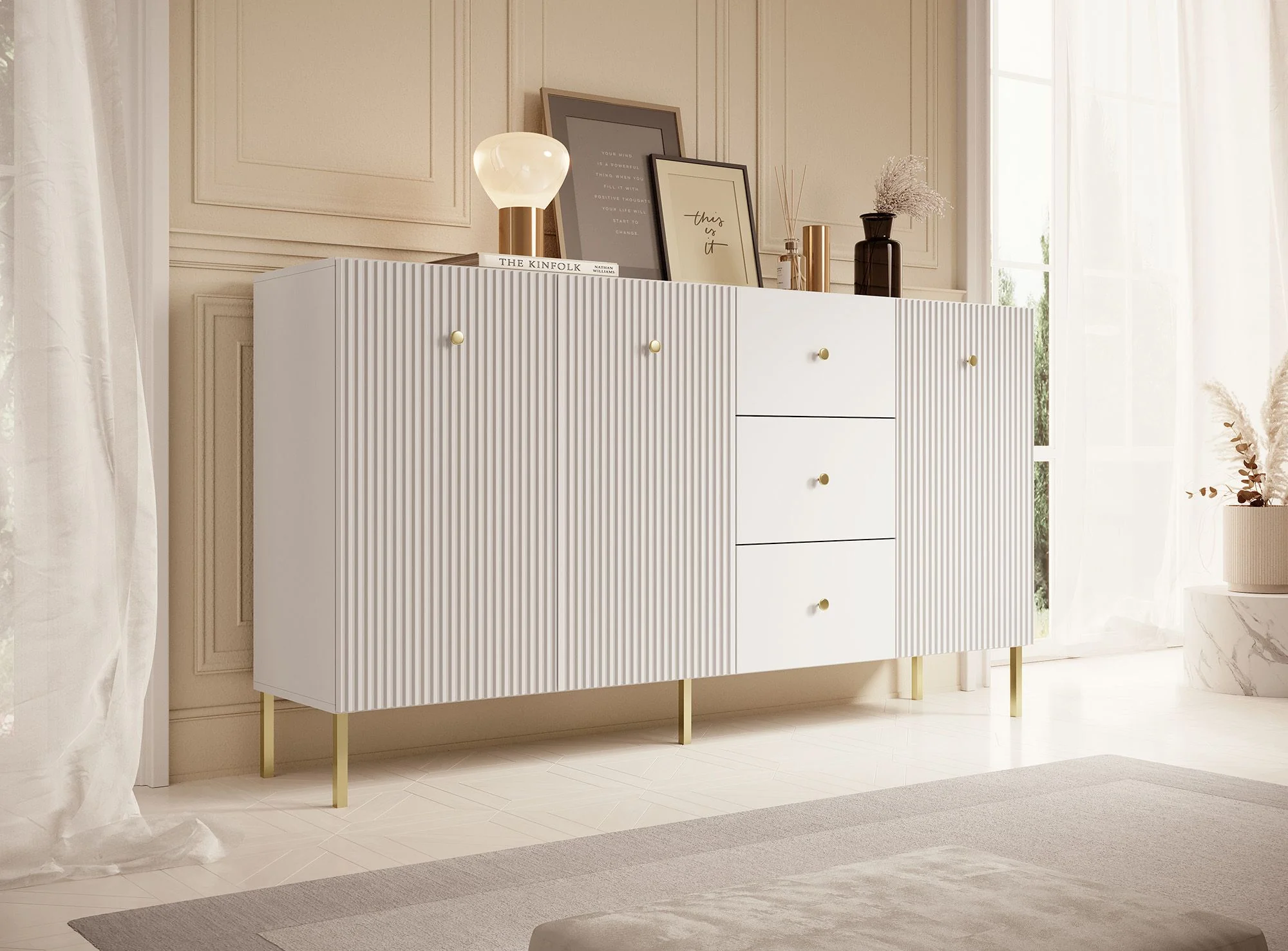 Vermont - Dressoir - Wit - 180x42x98 cm